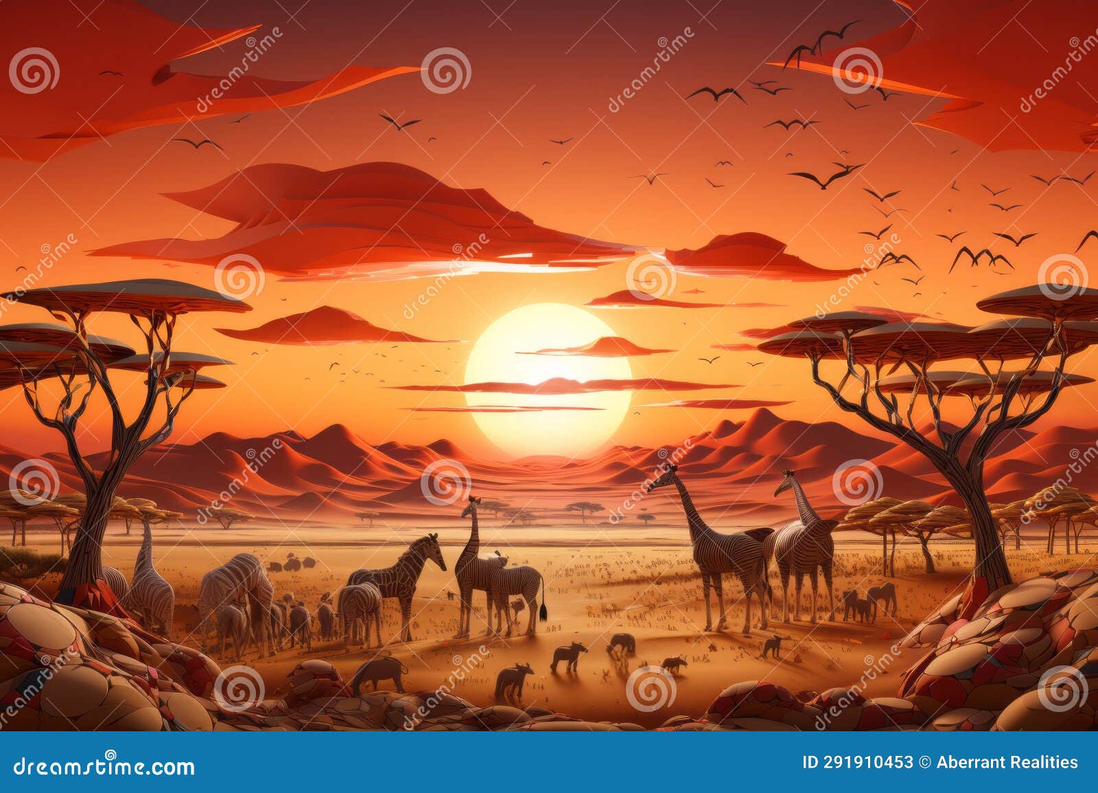Giraffes And Zebras Cartoon Vector | CartoonDealer.com #138119707