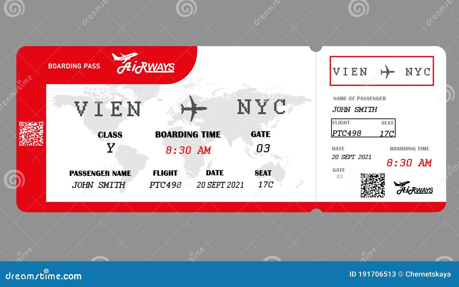 Illustration of Airline Boarding Pass on Background Stock Image - Image of  seat, passenger: 191706513