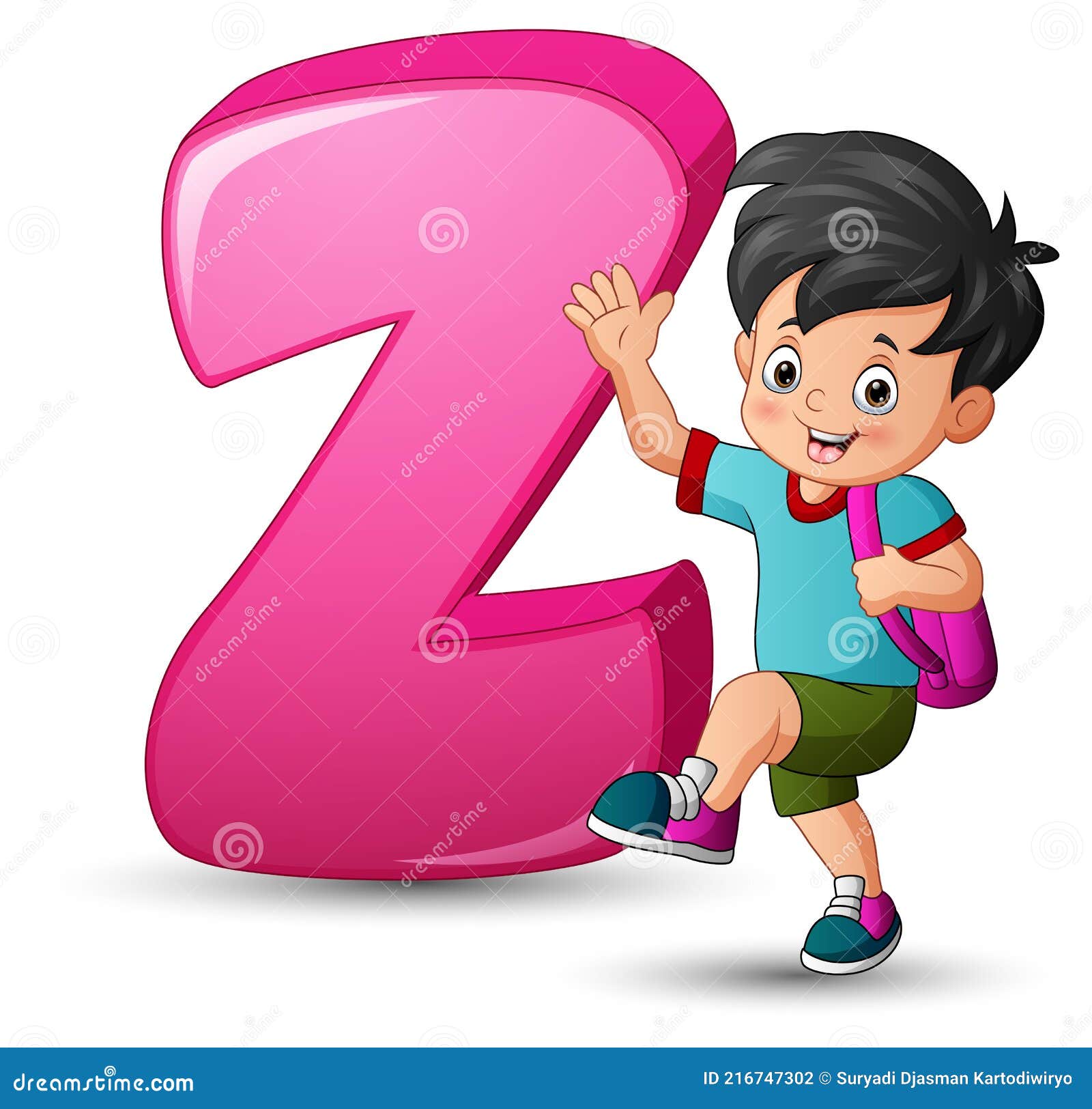 Illustration of Alphabet Z with a School Boy Posing Stock Vector