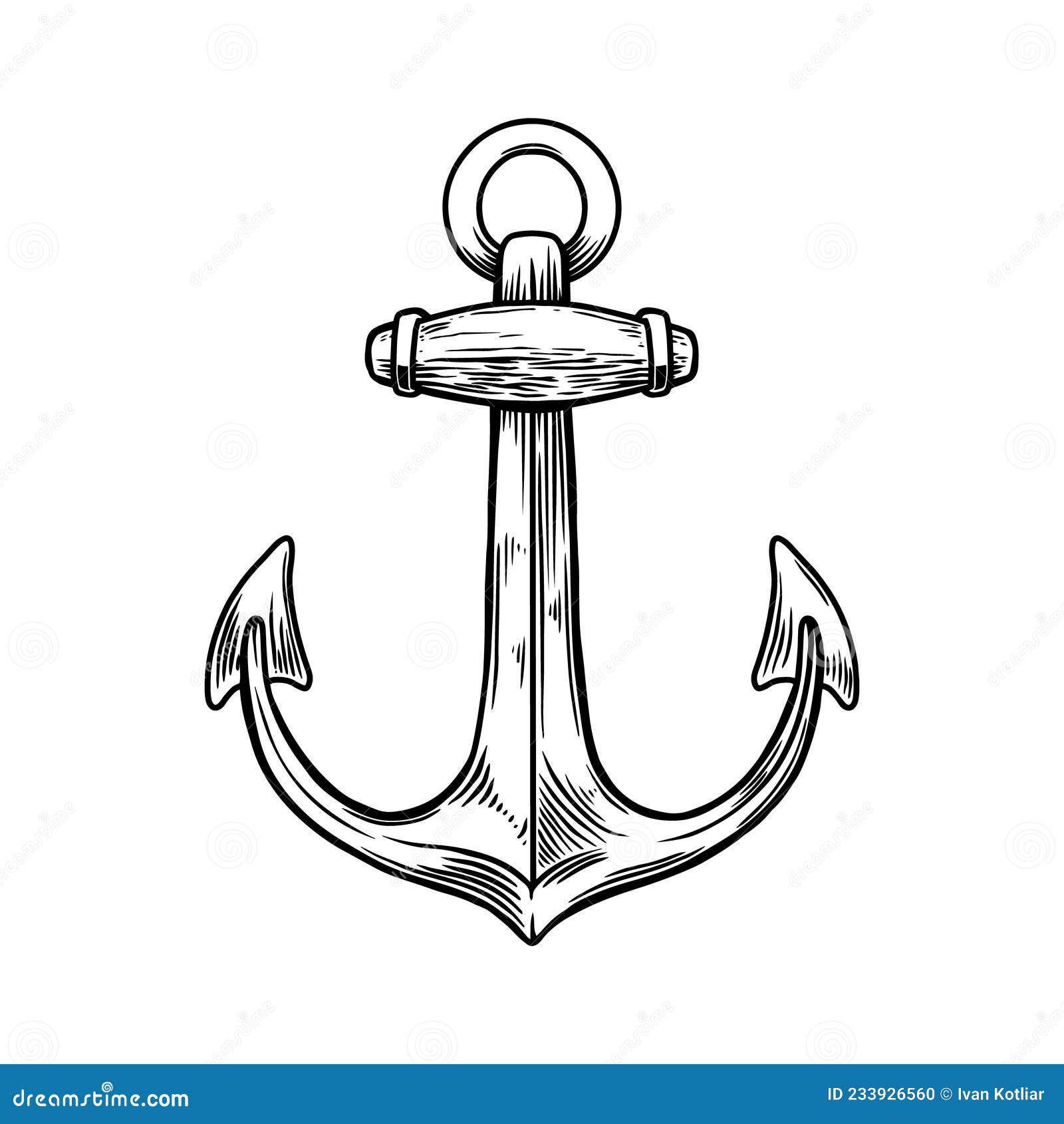 Illustration of Anchor in Engraving Style. Design Element for Poster ...