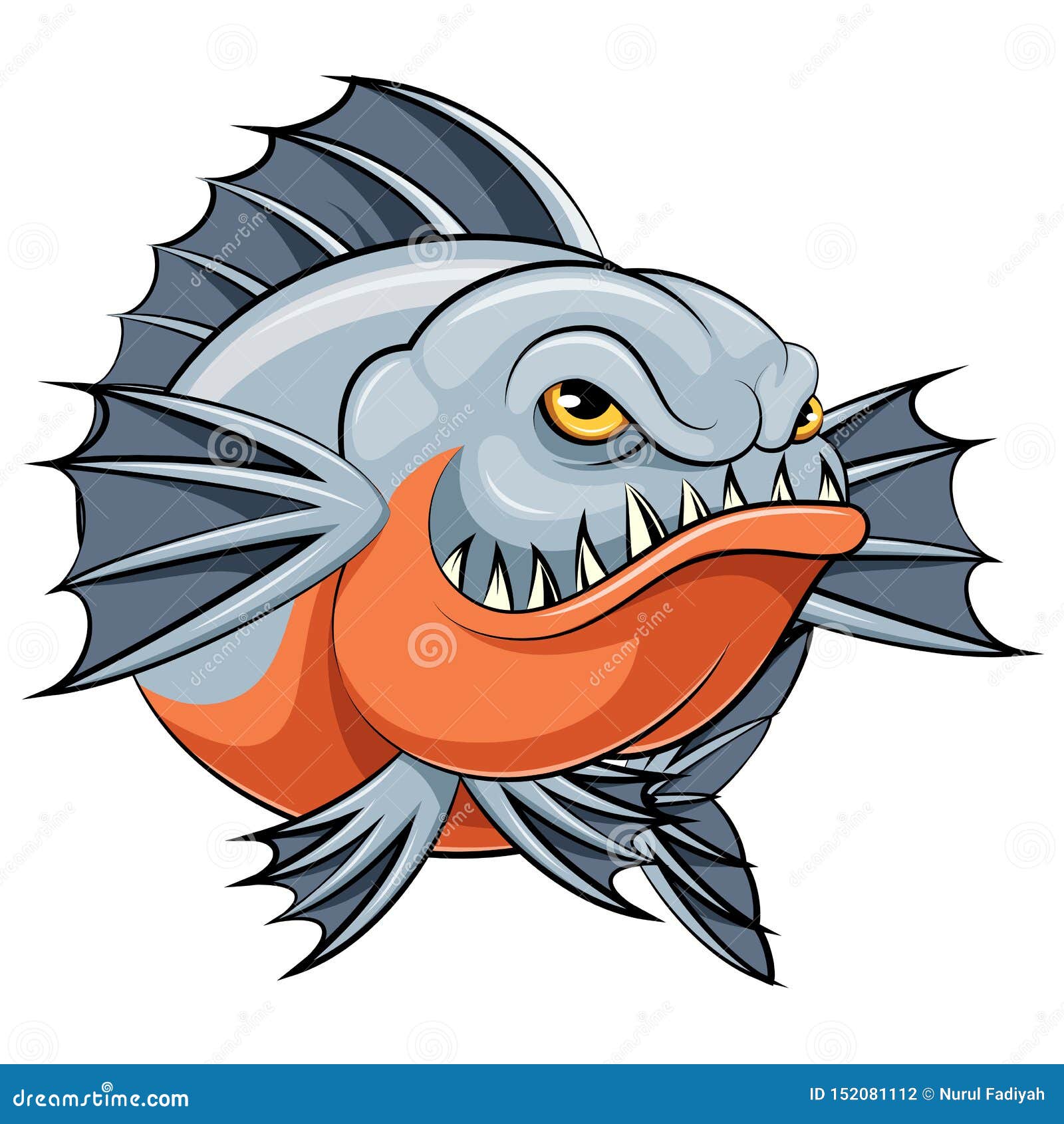 Download Angry piranha fish mascot stock vector. Illustration of ...