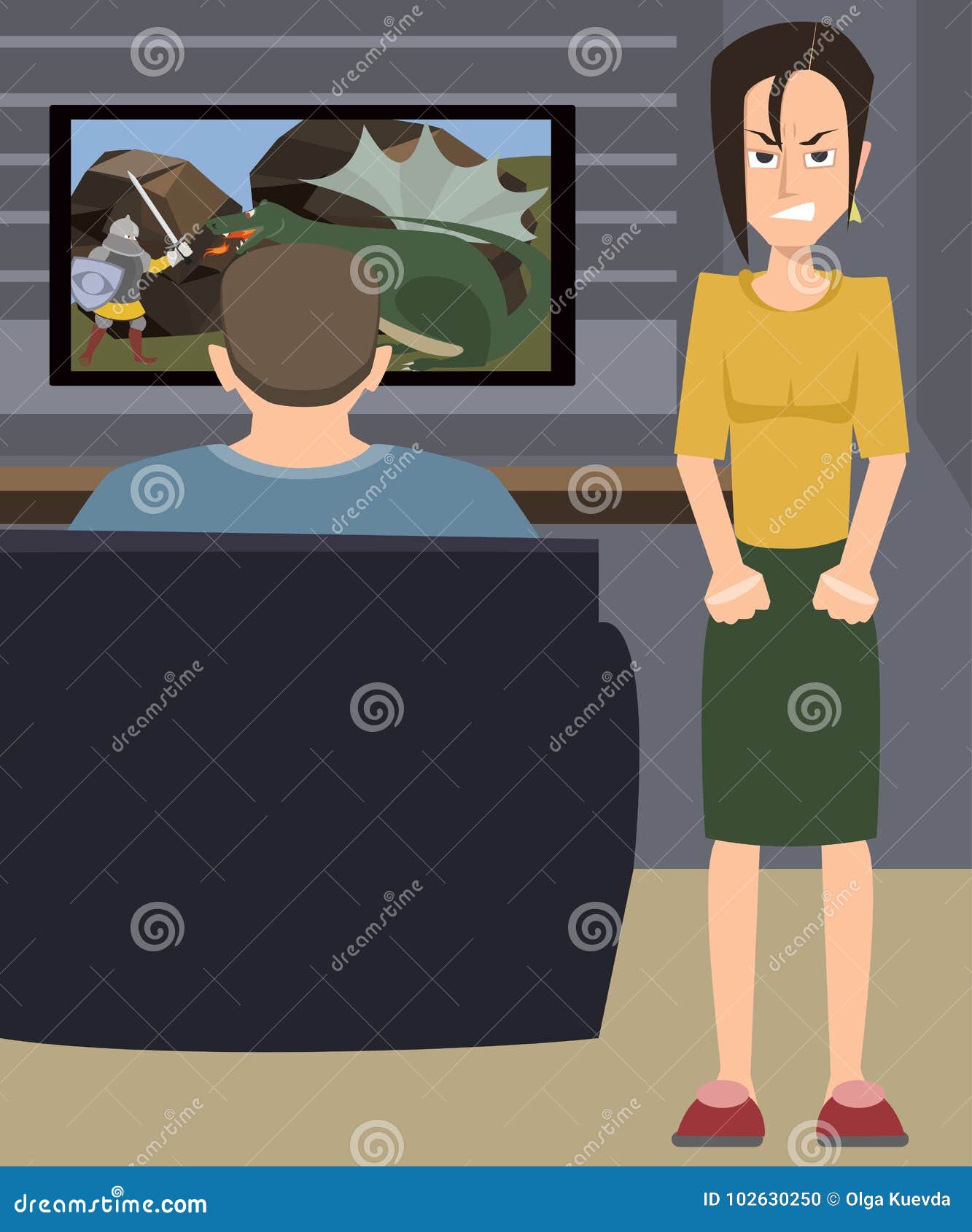 Featured image of post Wife Angry With Husband Cartoon Abusive angry husband character punching hitting frightened wife