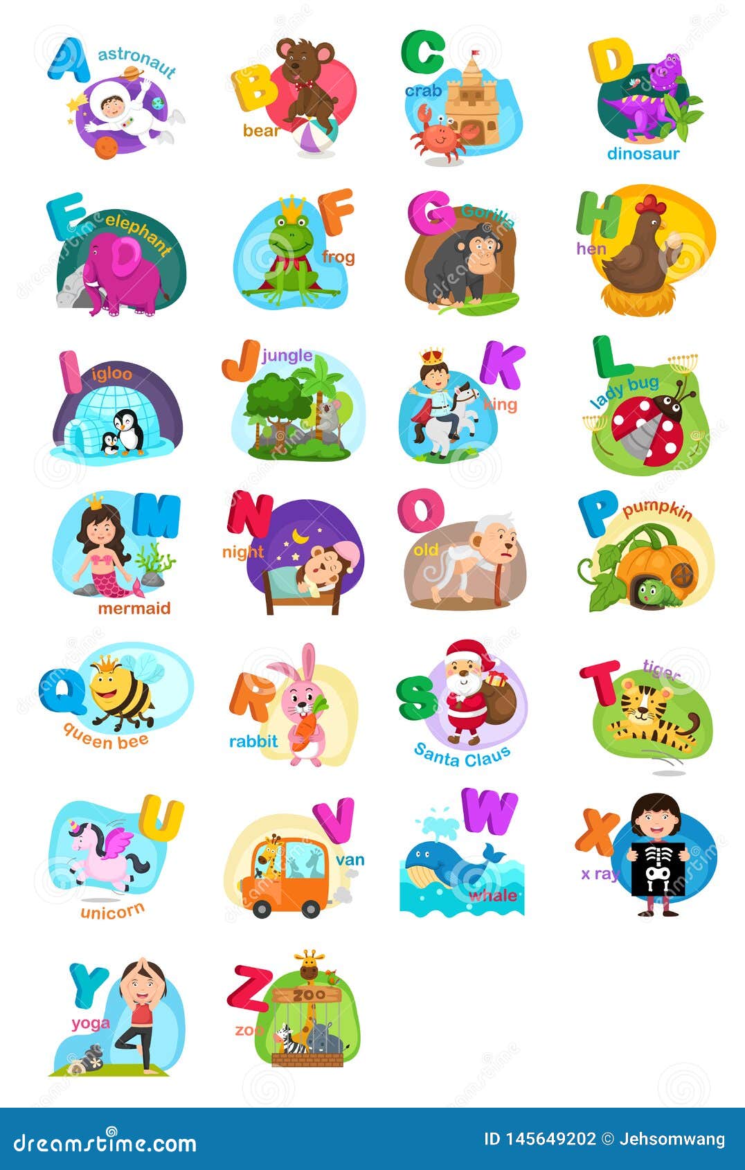 Animal alphabet letter a-z stock vector. Illustration of children