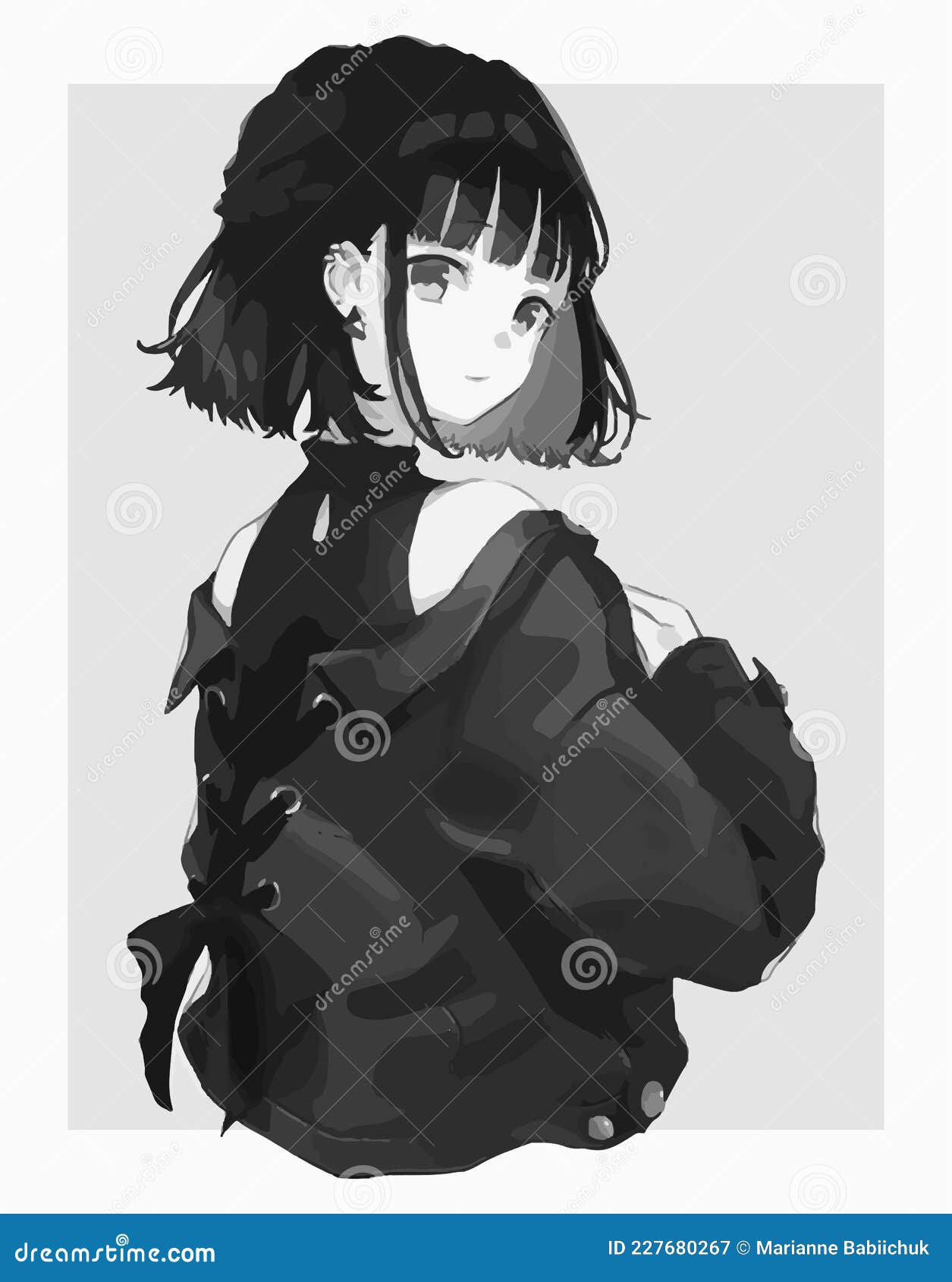 Drawing Of Anime Face With Short Hair Outline Sketch Vector, Anime