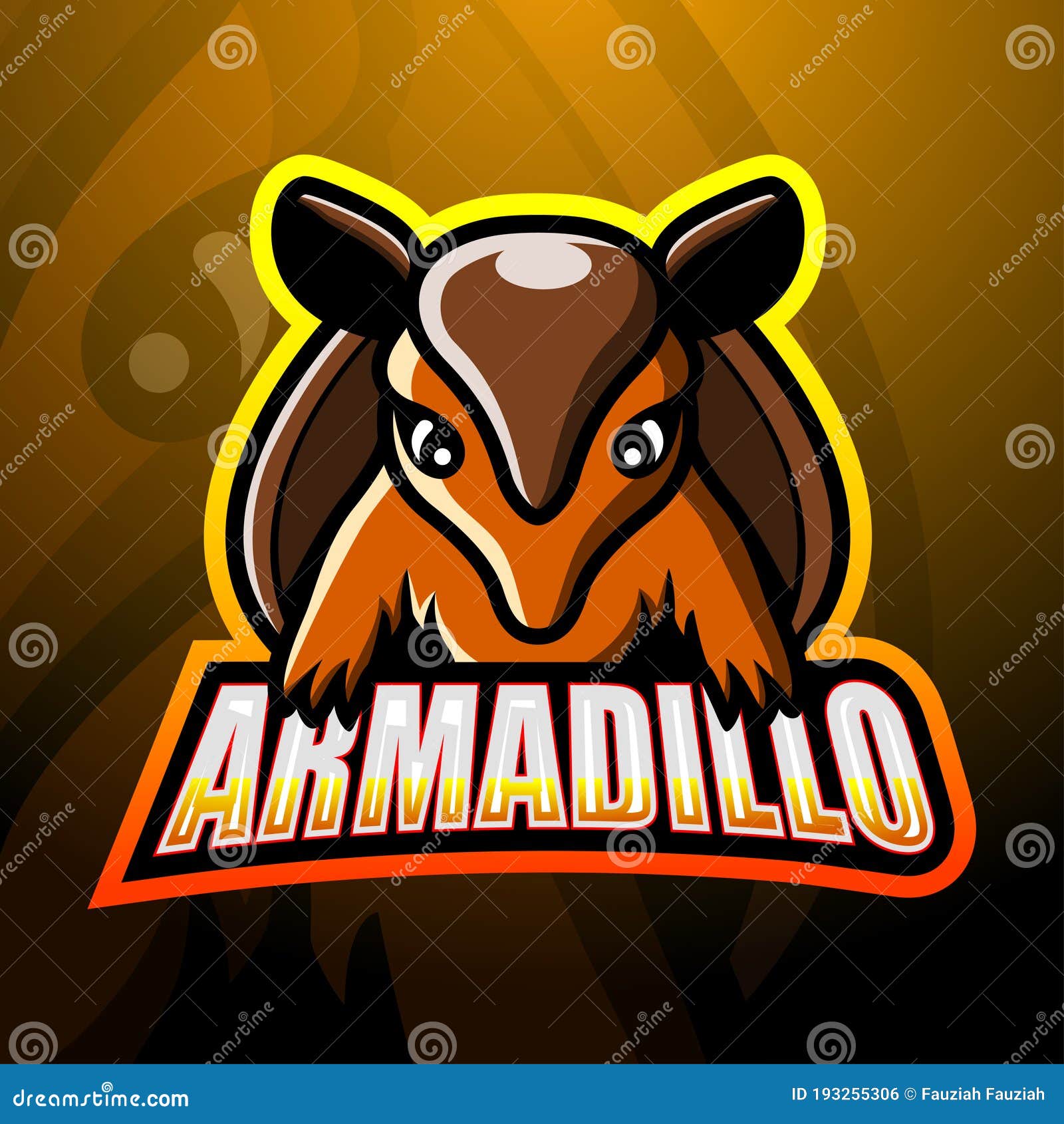 Armadillo Mascot Esport Logo Design Vector Illustration CartoonDealer