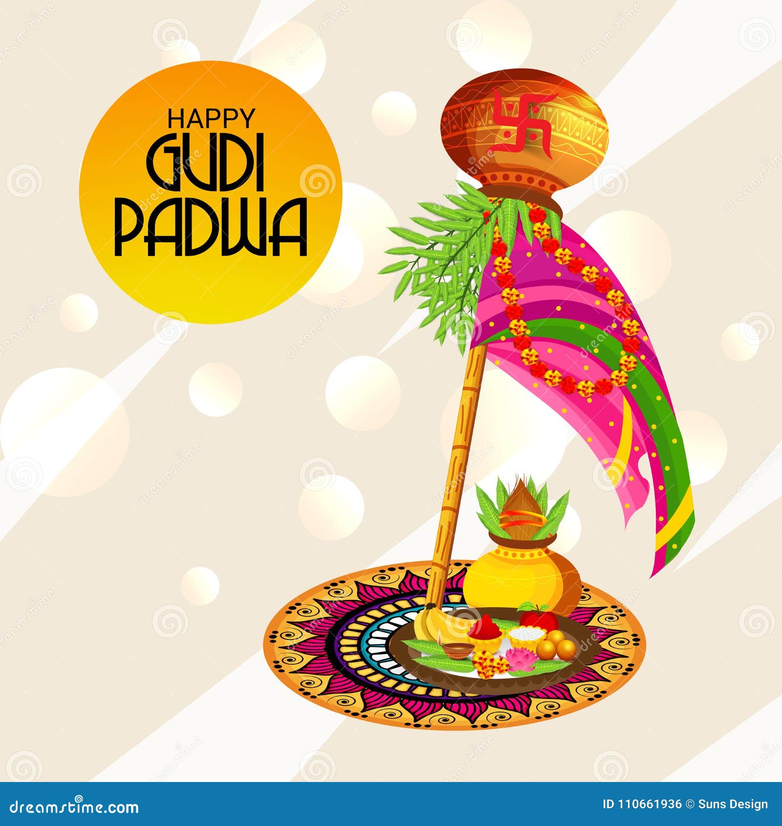 Happy Gudi Padwa Marathi New Year. Stock Illustration - Illustration of  indian, celebrated: 110661936