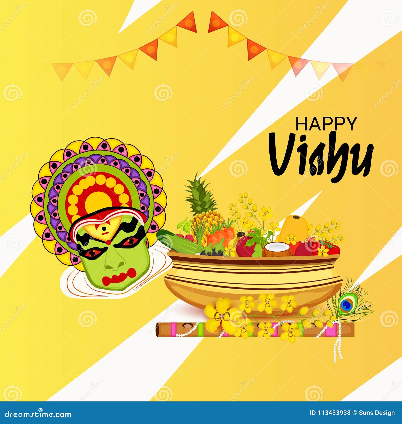 Happy Vishu. stock illustration. Illustration of hindu - 113433938