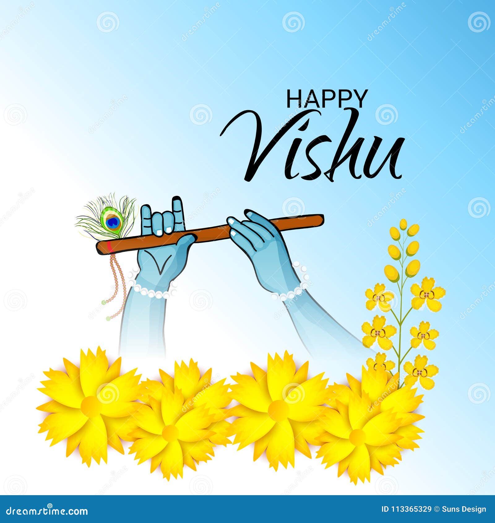Happy Vishu. stock illustration. Illustration of flowers - 113365329
