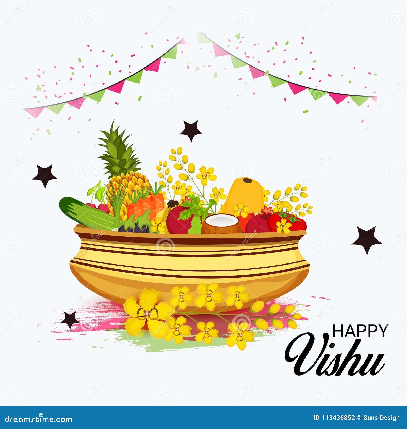 Happy Vishu. stock illustration. Illustration of flute - 113436852