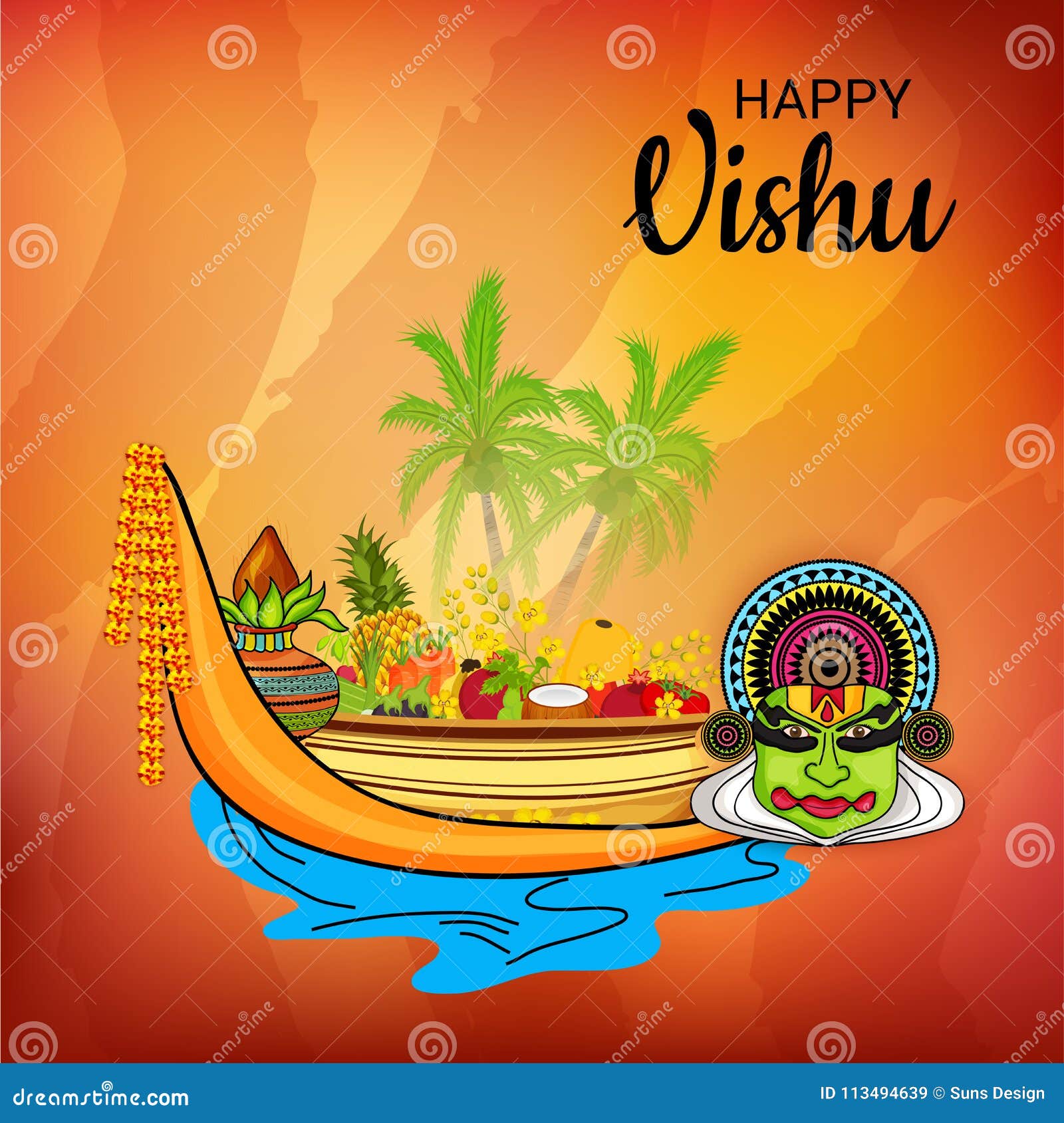 Happy Vishu. stock illustration. Illustration of beautiful - 113494639