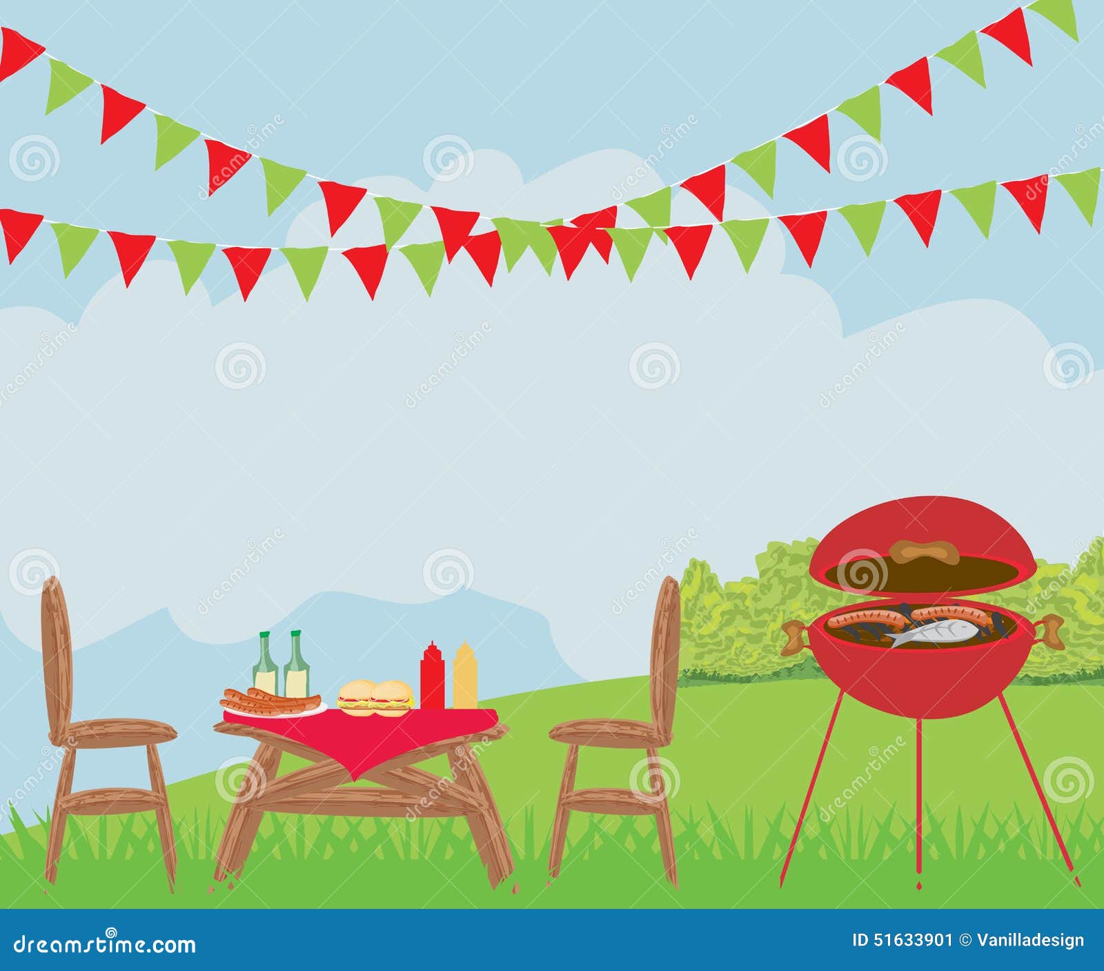 Illustration Of Backyard Barbecue Scene Stock Vector Image 51633901