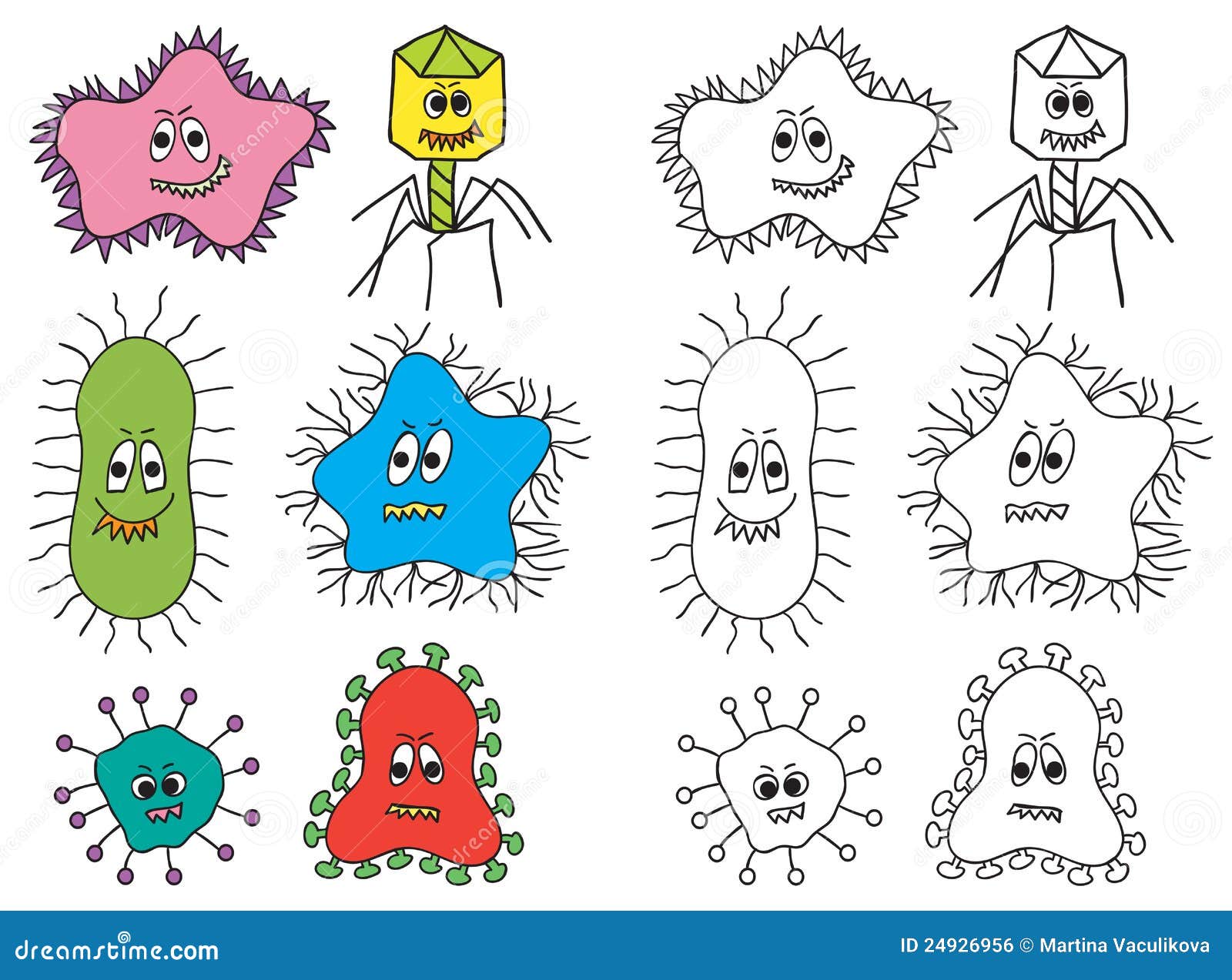 Illustration Of Bacteria And Virus Stock Vector - Illustration of