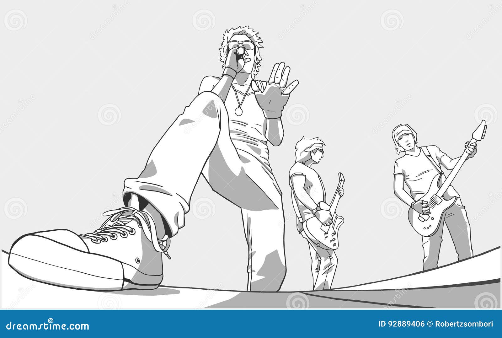 Illustration of Band Performing on Stage Stock Vector Illustration of