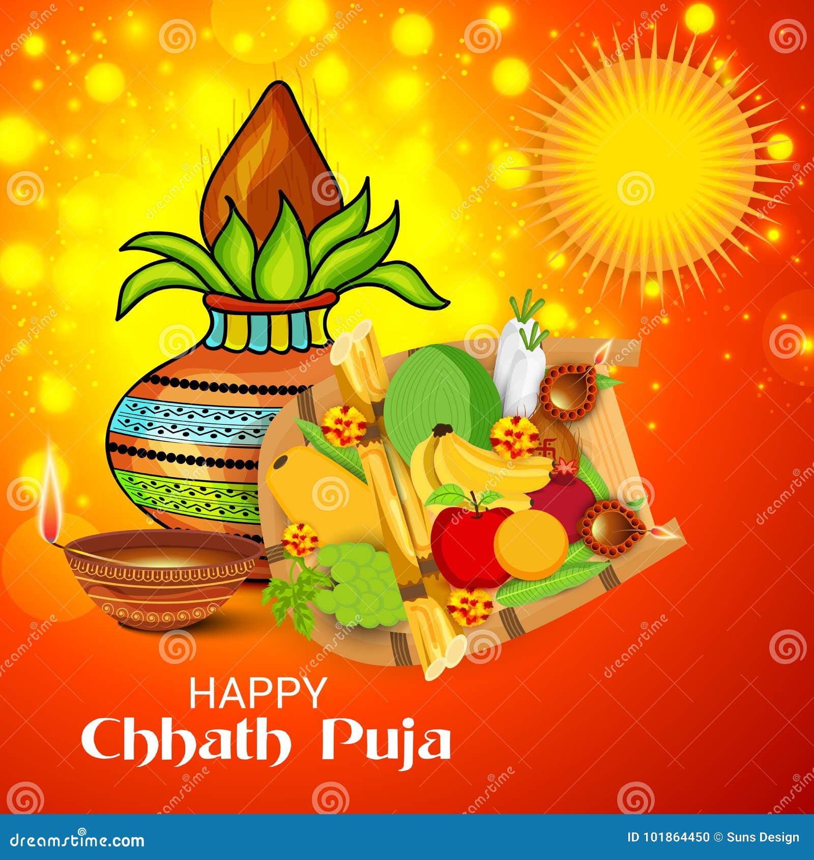 Happy Chhath Puja. stock illustration. Illustration of hindu ...