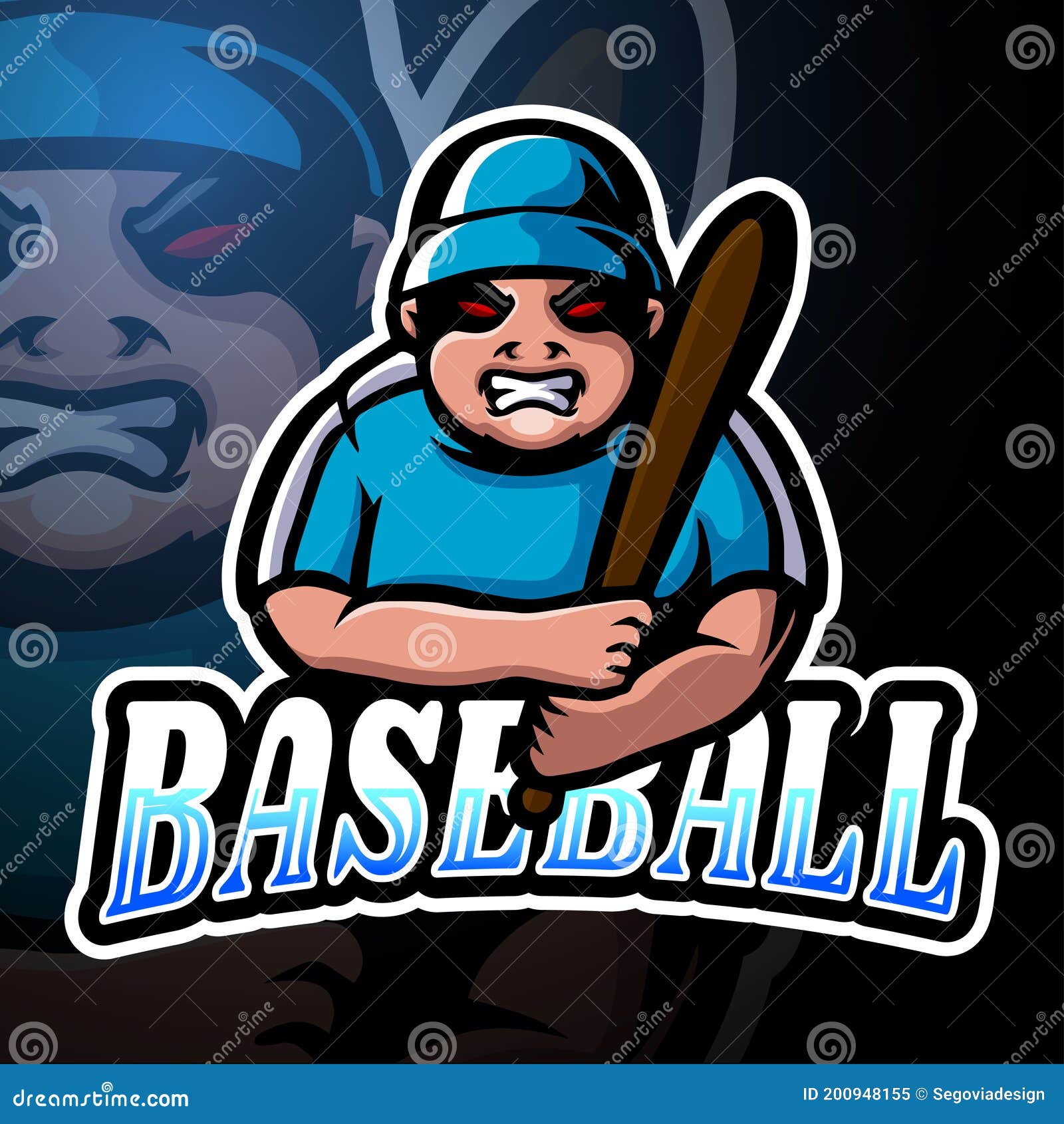 Baseball Player Esport Logo Mascot Design Stock Vector - Illustration ...