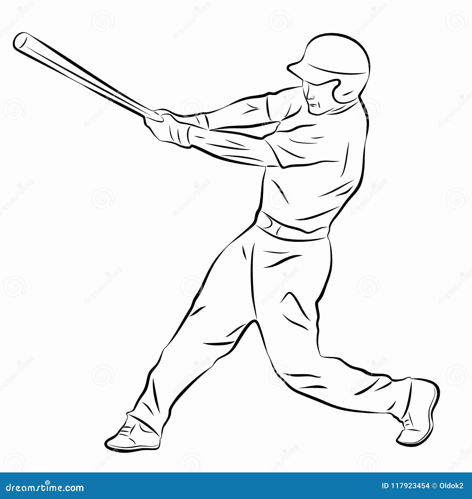 Baseball Player Softball Player Line Drawing Stock Vector (Royalty