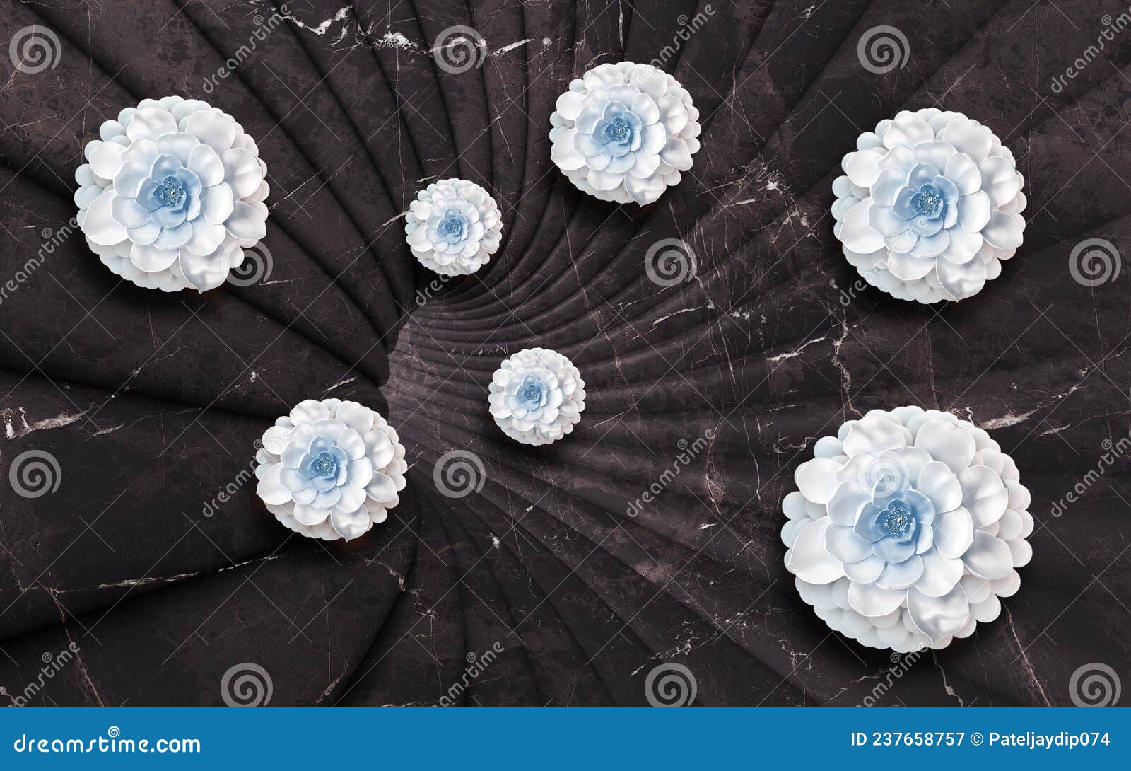 Illustration of Beautiful Abstract White Floral Decorative Pattern Dark