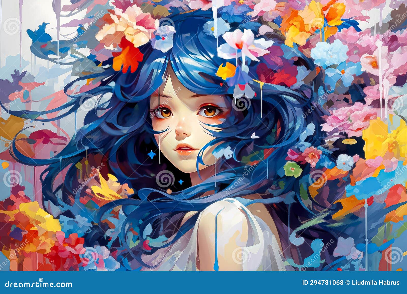 6. "Tumblr girl with blue hair and flower crown" - wide 5