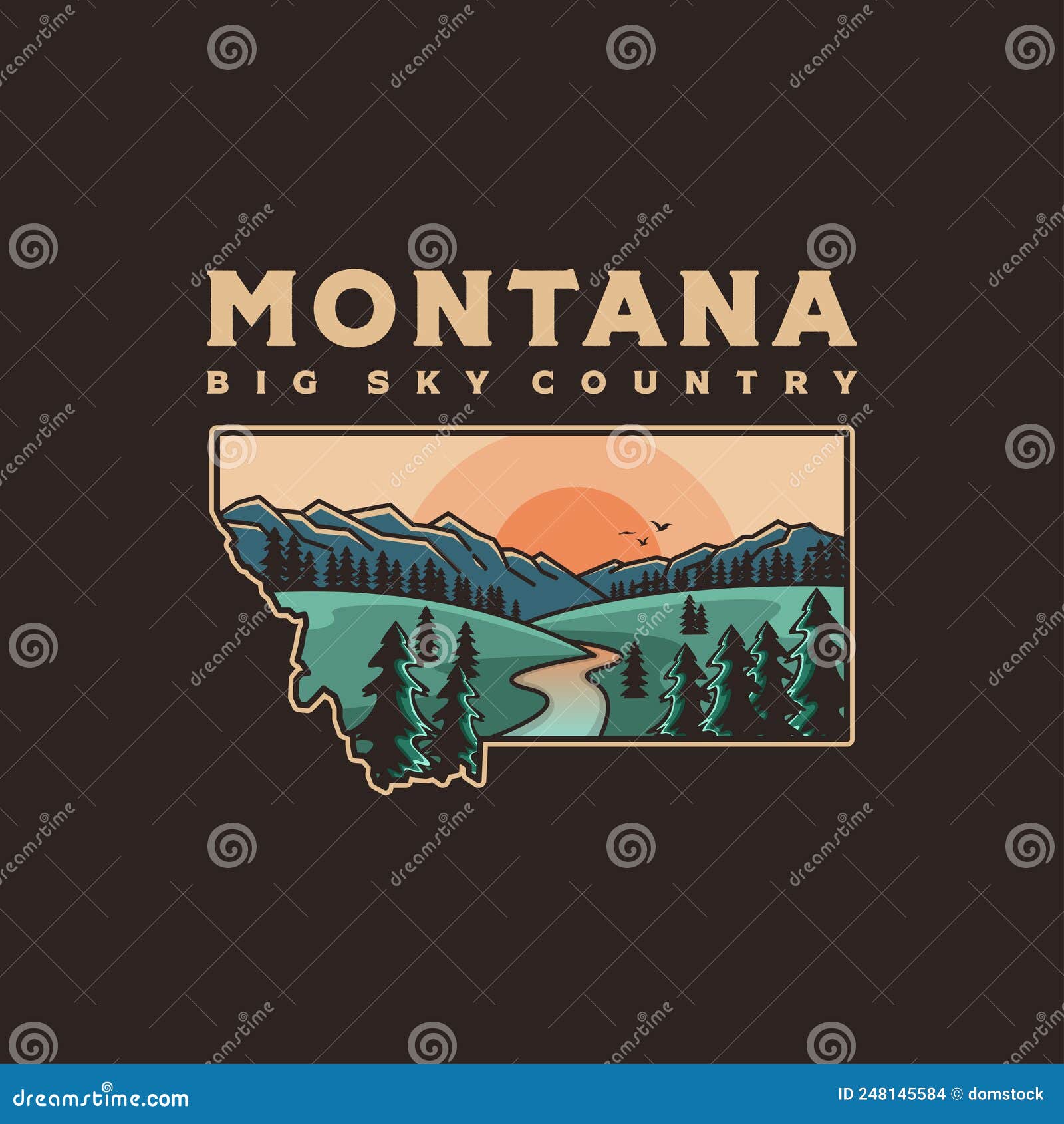  of beautiful montana state map logo  