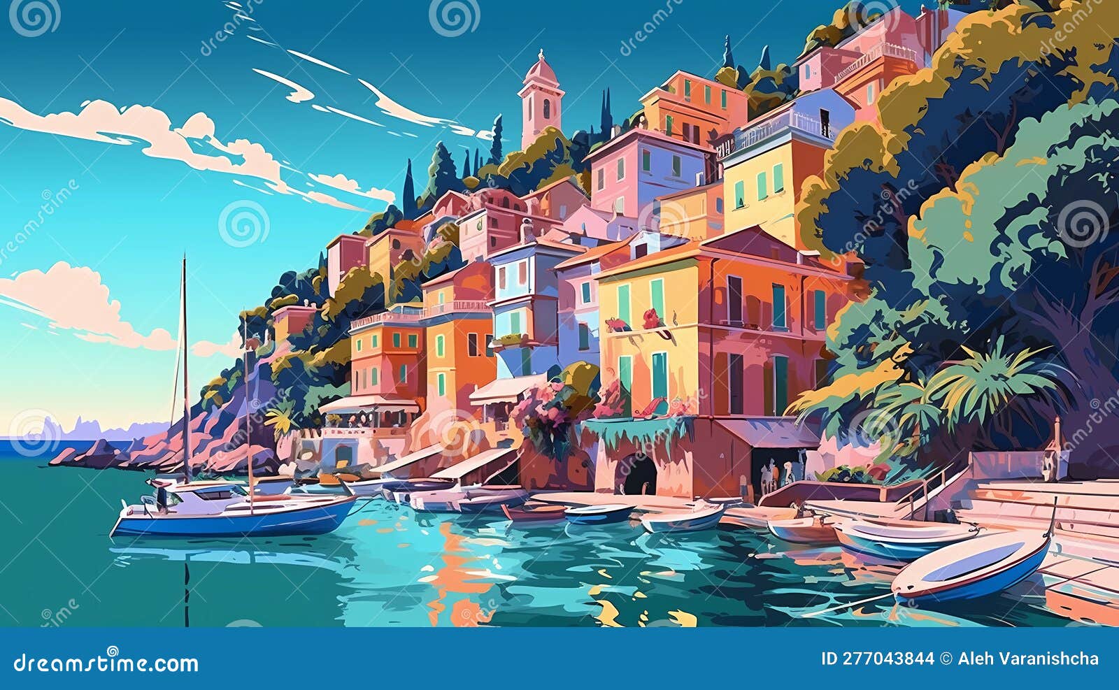 Illustration of Beautiful View of Portofino, Italy Stock Illustration ...