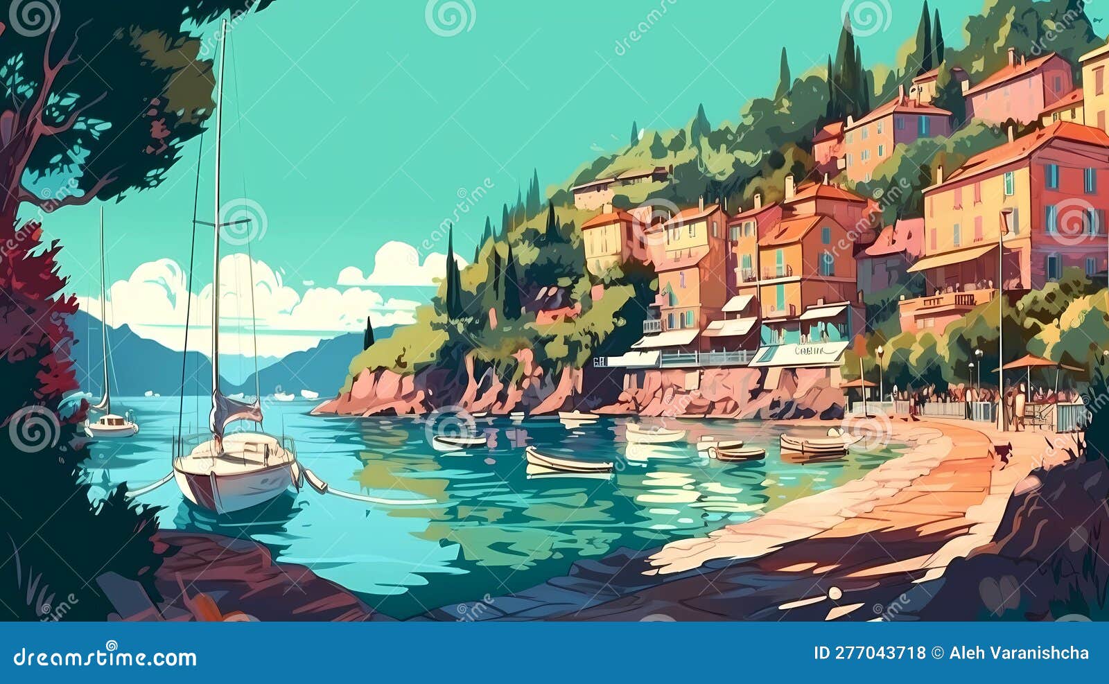 Illustration of Beautiful View of Portofino, Italy Stock Illustration ...