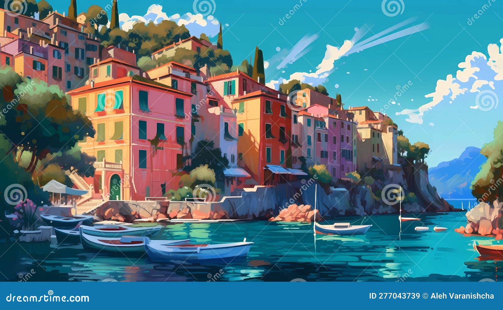 Illustration of Beautiful View of Portofino, Italy Stock Illustration ...