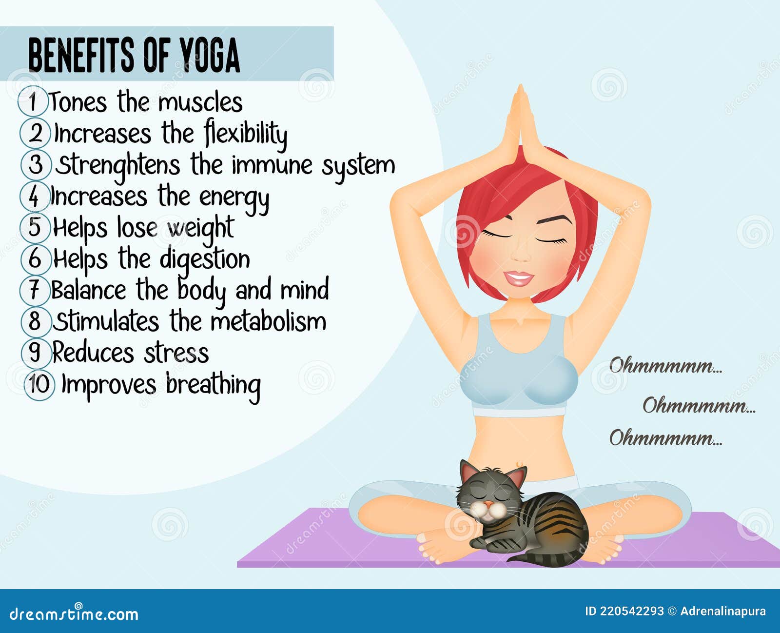 Benefits of yoga stock illustration. Illustration of balance - 220542293