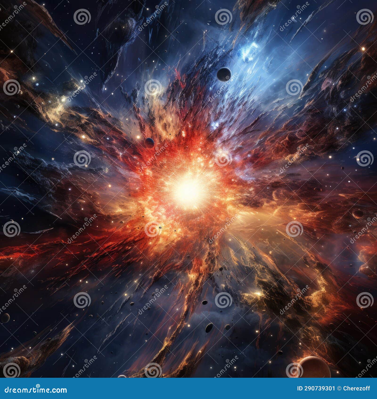 Illustration of the Big Bang in the Universe Stock Image - Image of