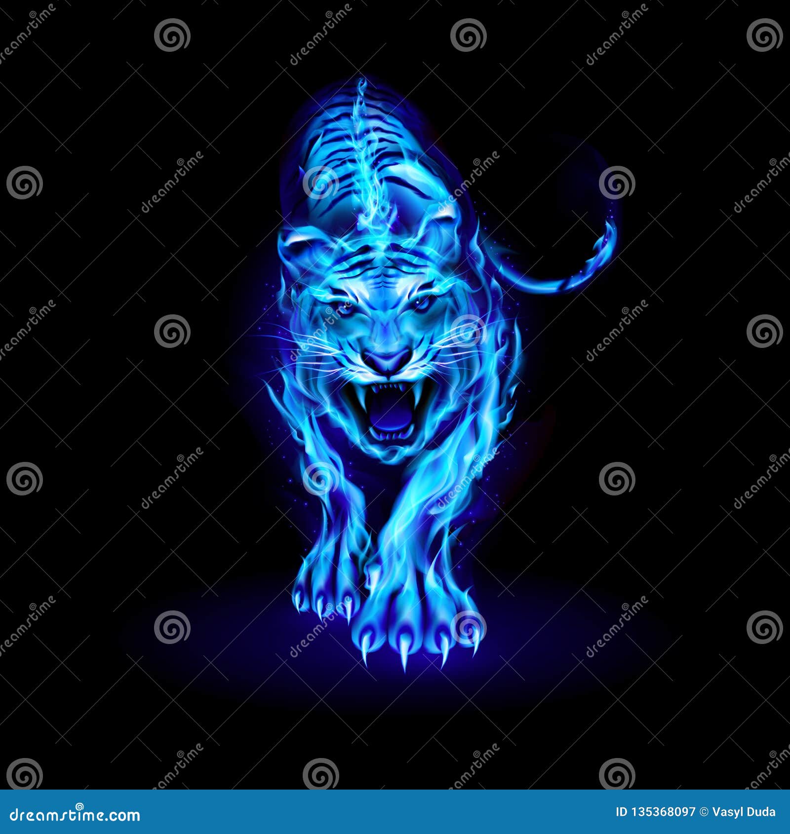 prompthunt tiger made of blue fire