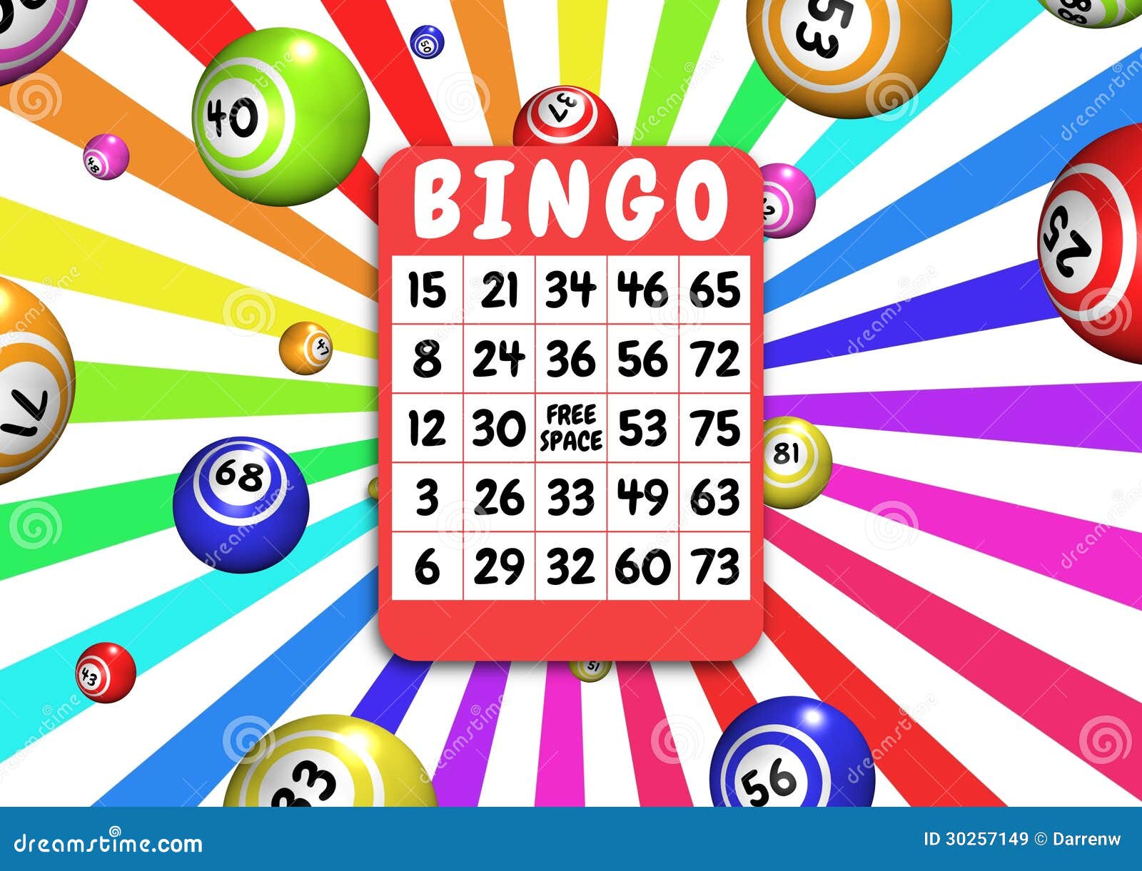 Bingo card and balls stock illustration. Illustration of game 30257149