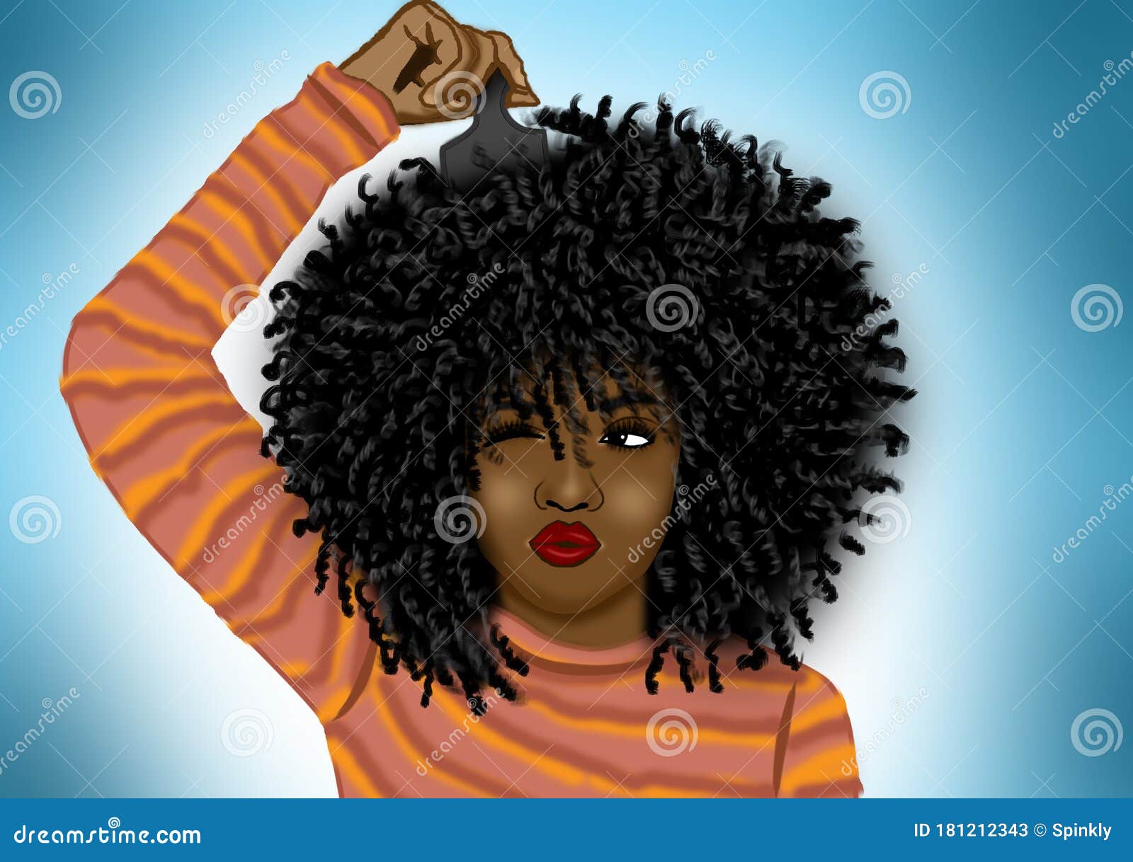 Black Girl`s Afro Curly Hair Stock Illustration - Illustration of curvy,  hair: 181212343