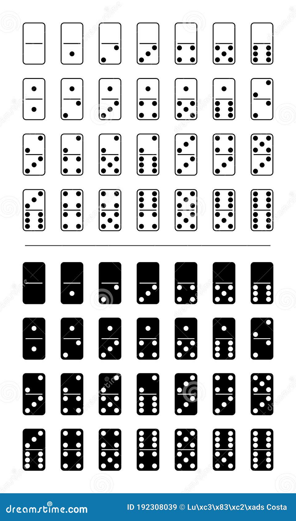Complete dominoes sets stock illustration. Illustration of isolated