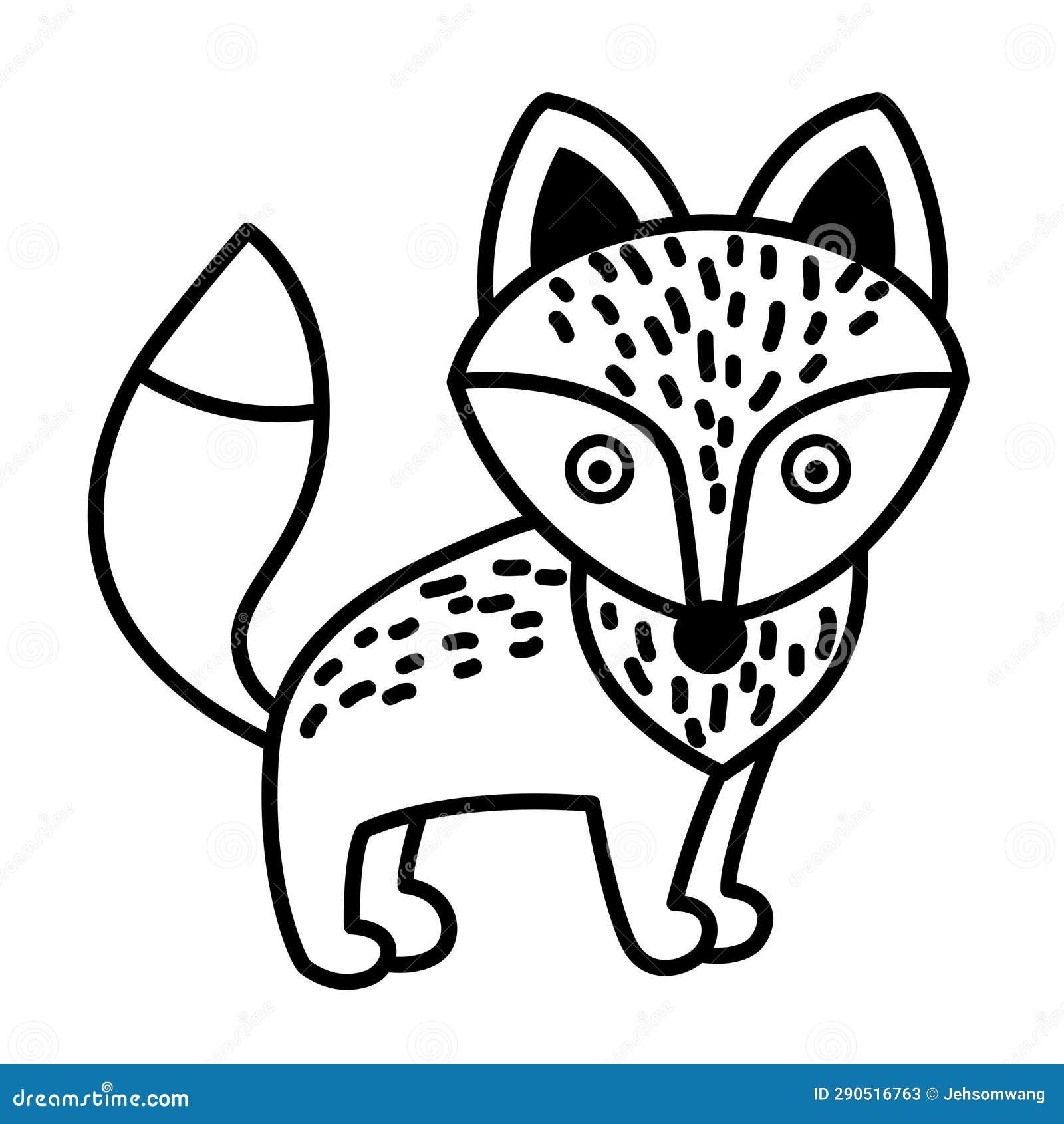 Illustration Black and White Fox Stock Vector Illustration of comics