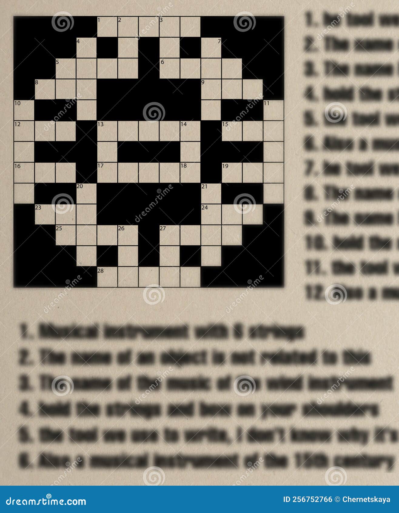 Illustration of Blank Crossword on White Background Stock Photo Image