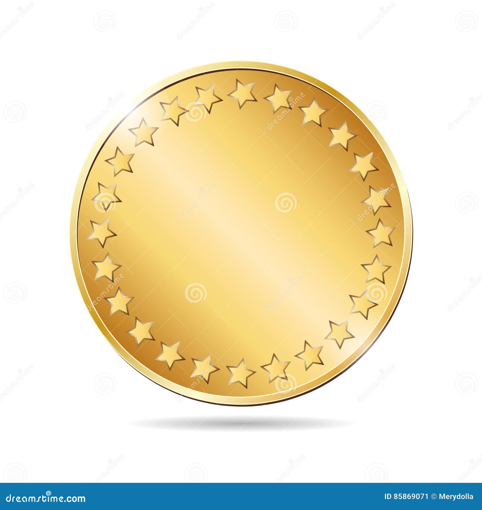 Illustration of a Blank Golden Coin on White Background Stock ...