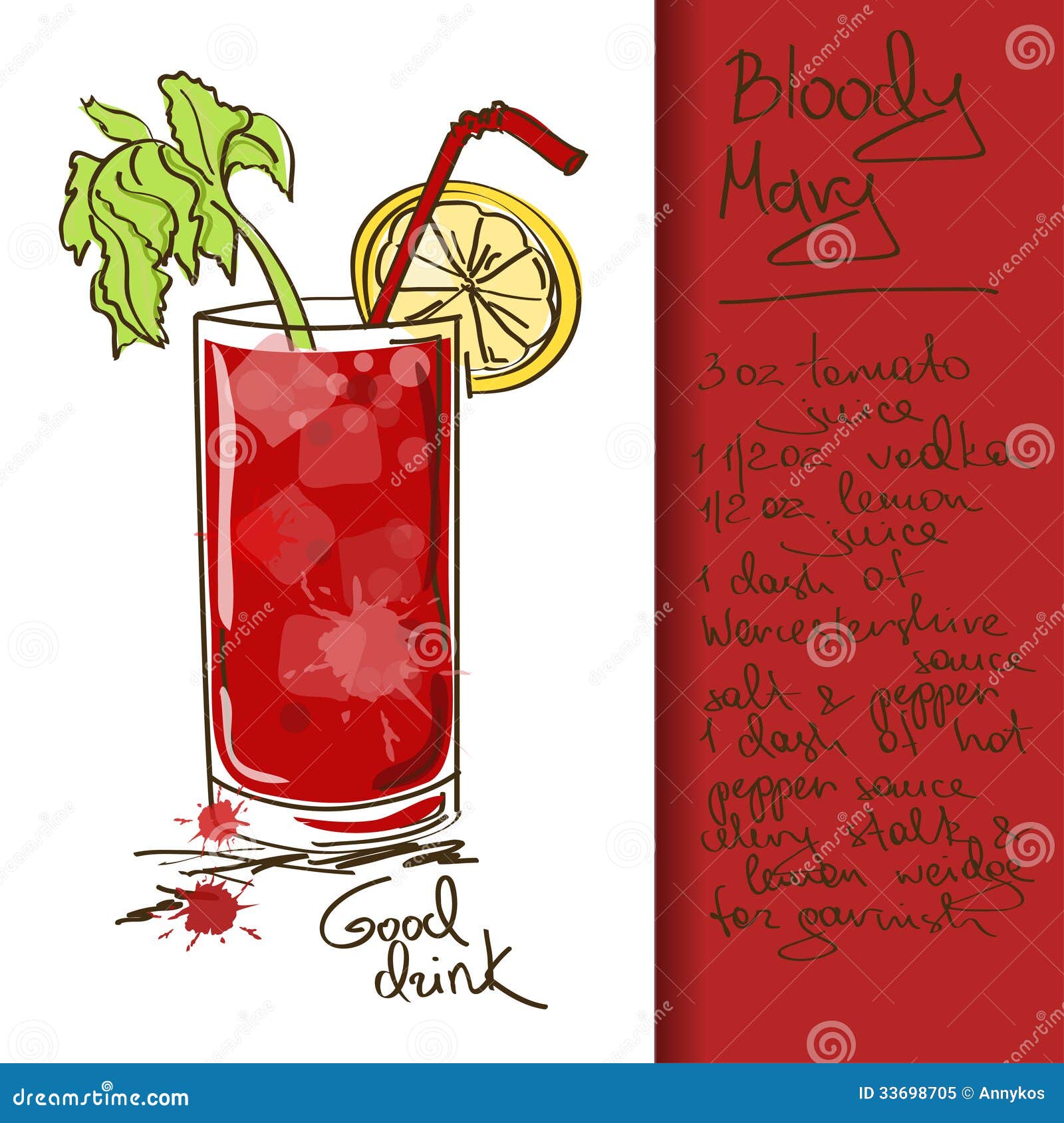 Illustration with Bloody Mary Cocktail Stock Vector Illustration of