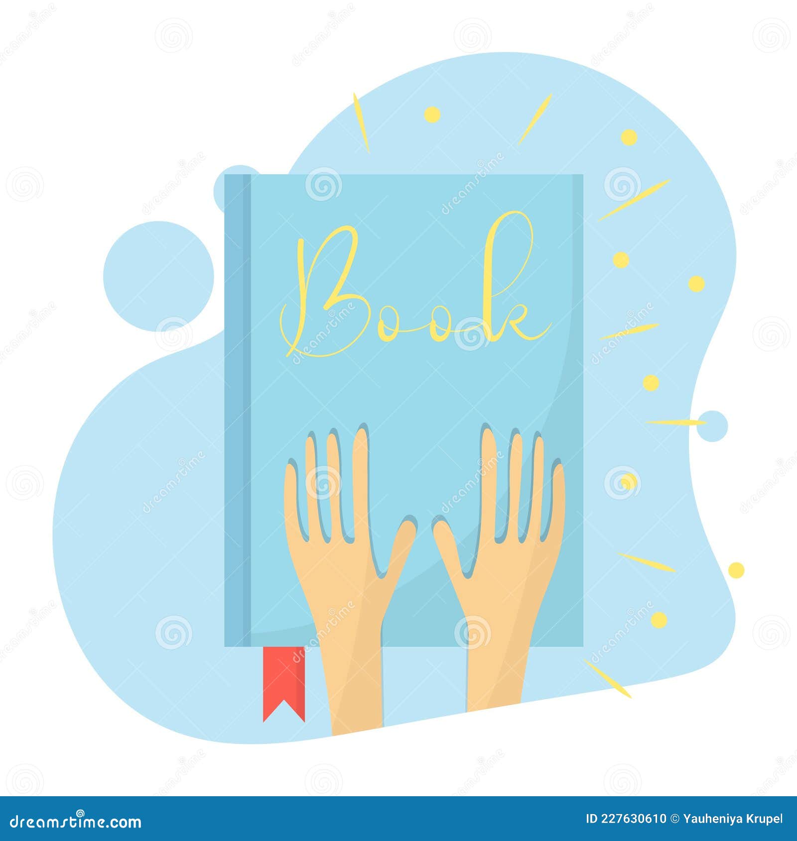 Illustration of a Blue Book Emitting Light. Stock Vector Illustration