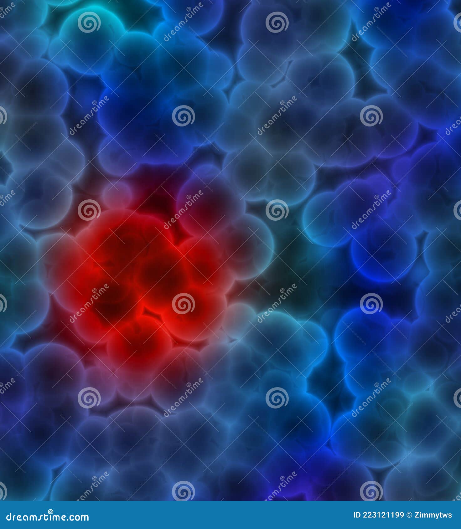  of blue cells with red cluster indicating a cancer tumor or infection