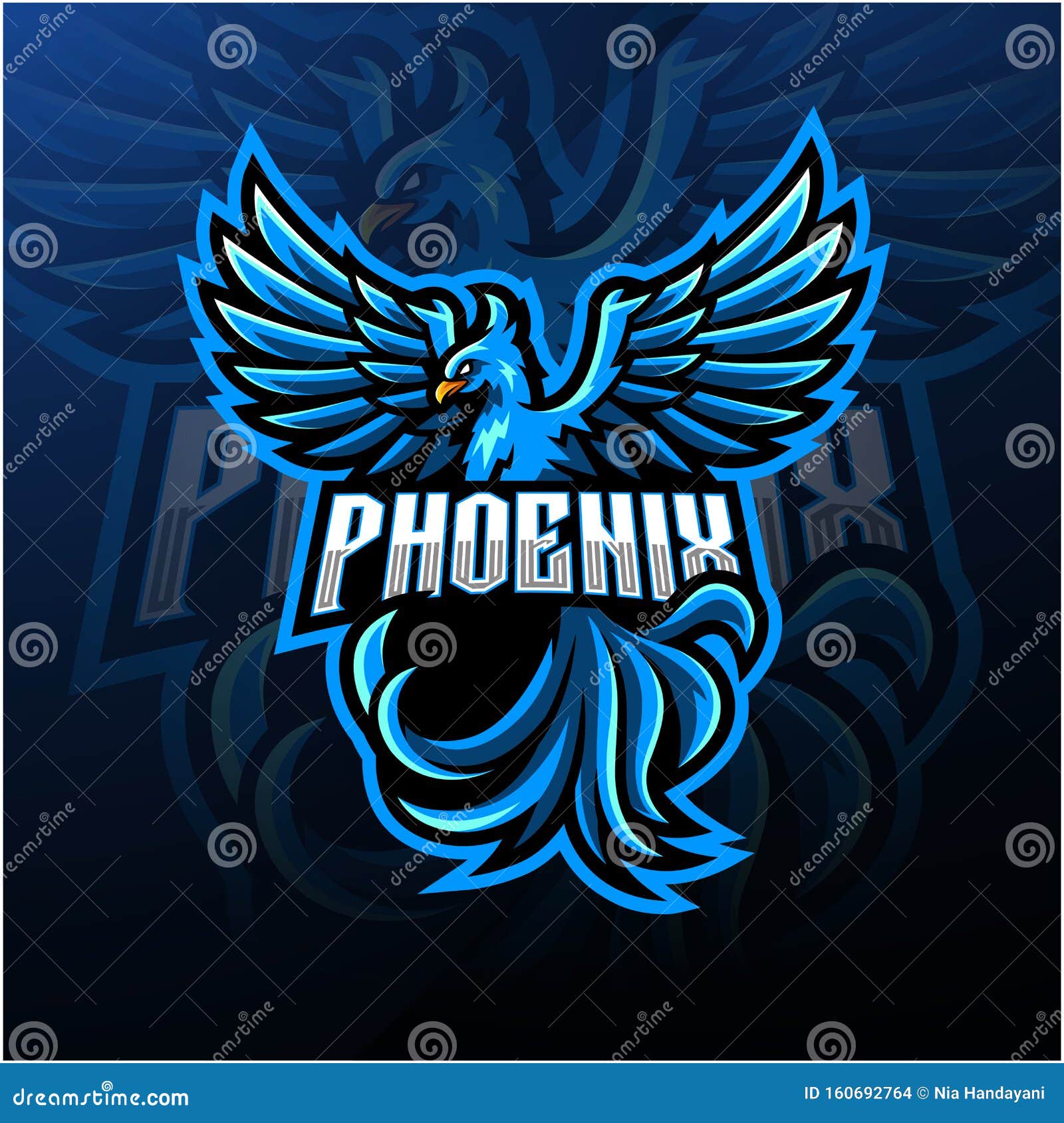 Blue Phoenix Esport Mascot Logo Design Stock Vector - Illustration of  mascot, logo: 160692764