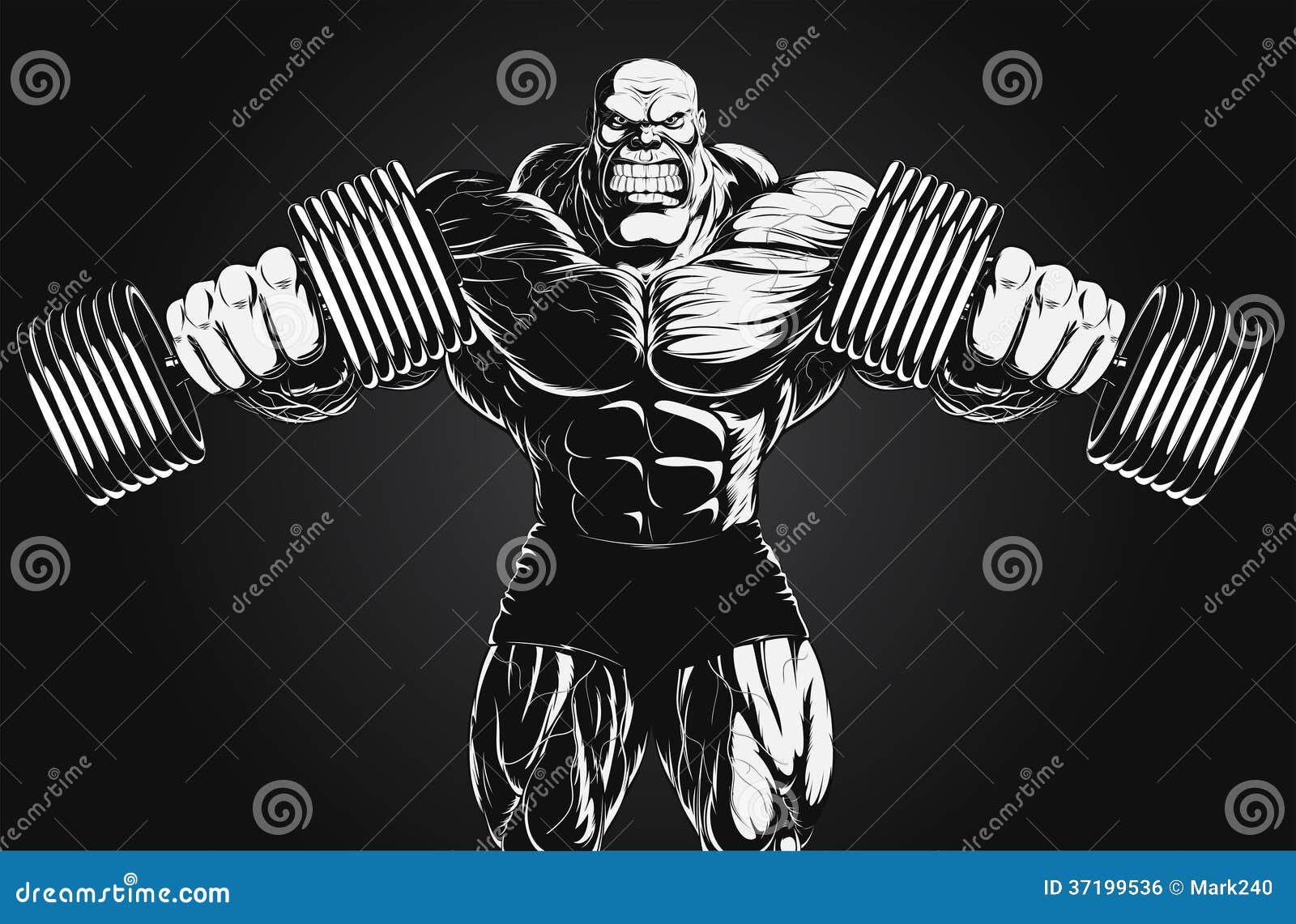 Illustration Bodybuilder With Dumbbell Royalty Free Stock Image