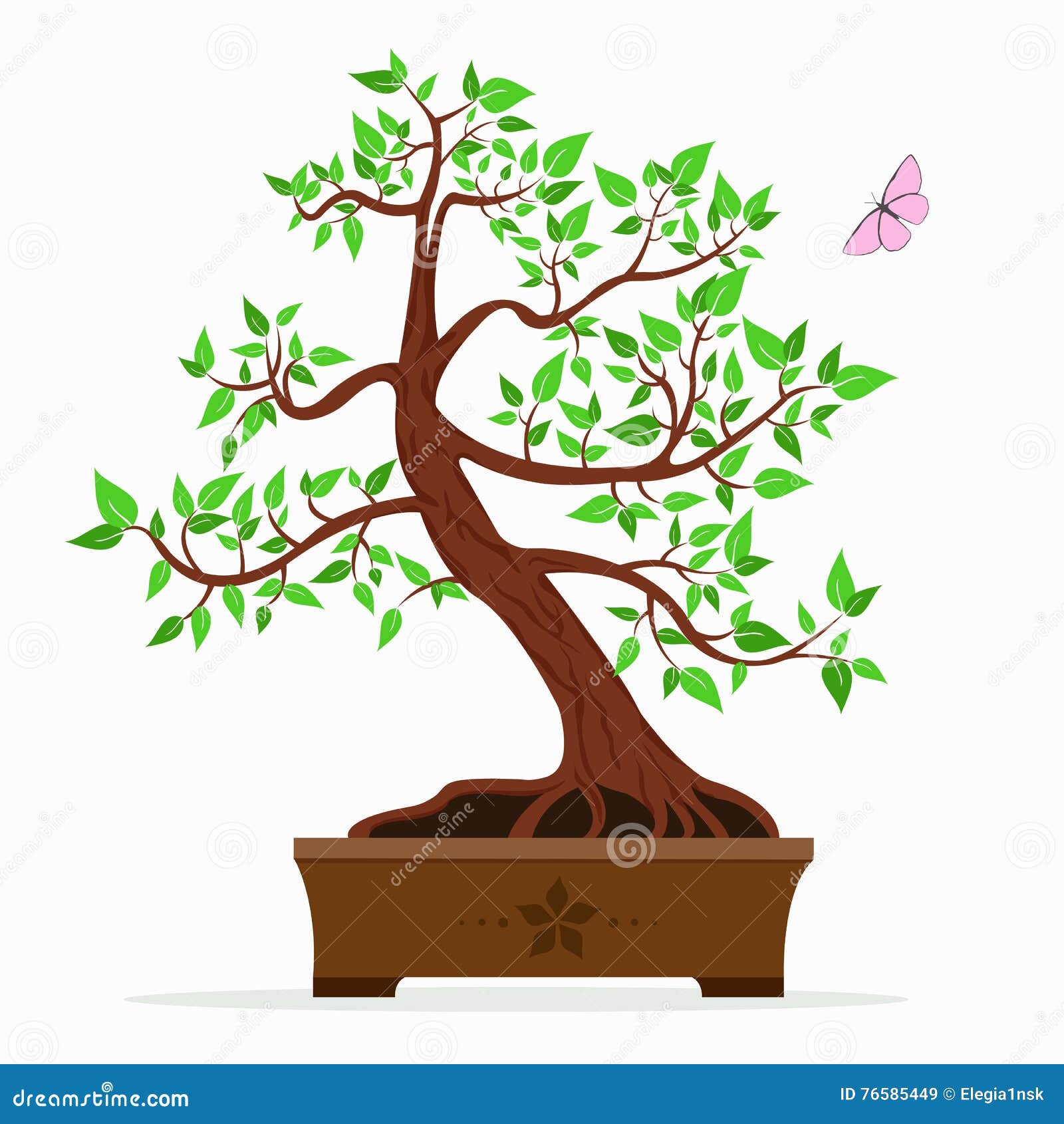 Illustration Of A Bonsai Tree Stock Vector - Illustration of brown