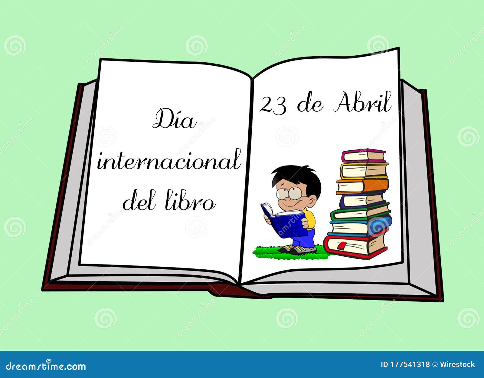  of a book with dia internacional del libro - international book day - written on it