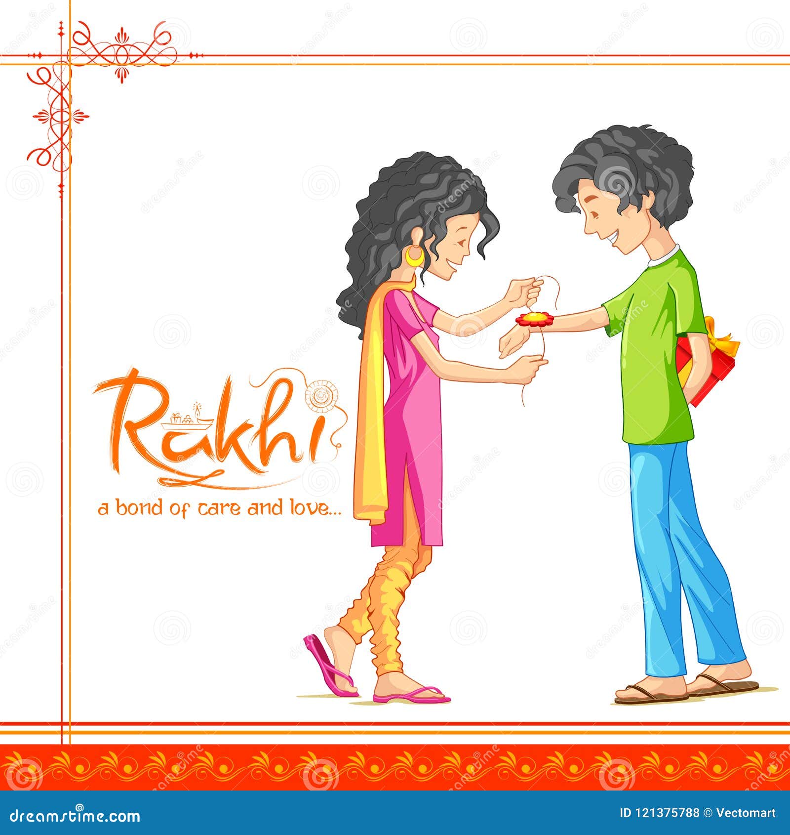 Brother and Sister Tying Rakhi on Raksha Bandhan, Indian Festival ...