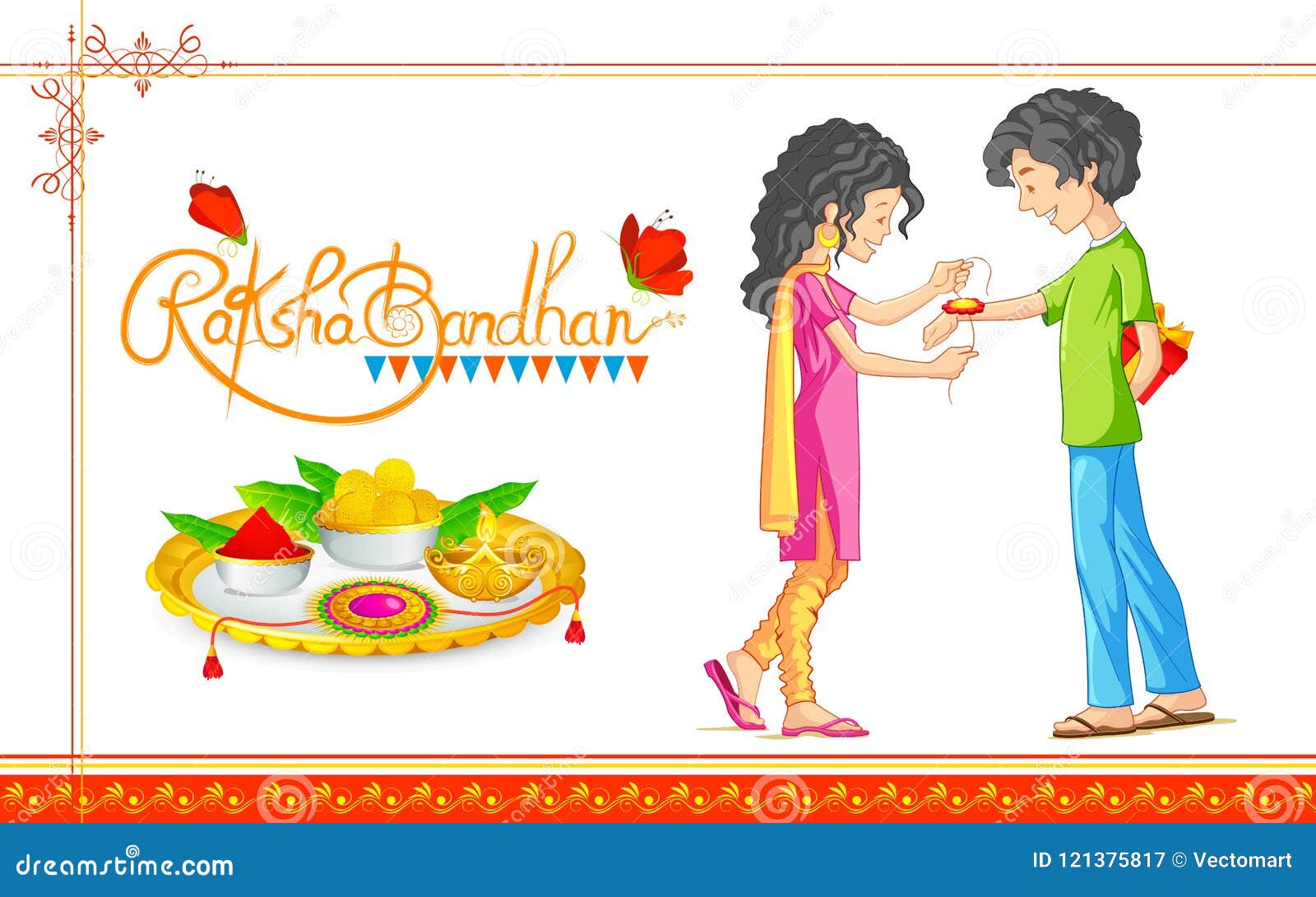 Brother and Sister Tying Rakhi on Raksha Bandhan, Indian Festival ...