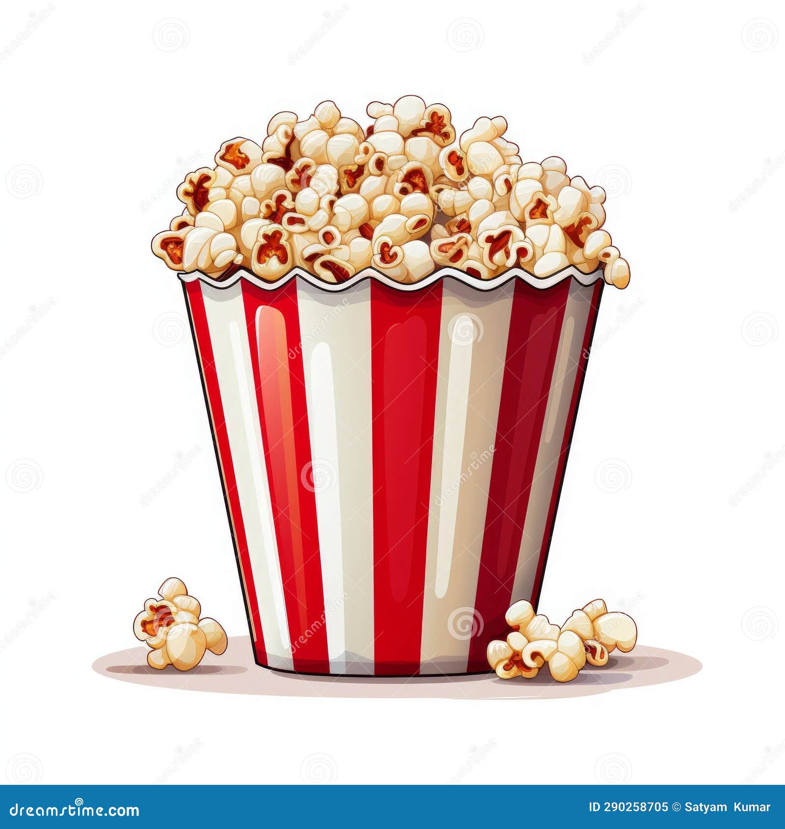 Illustration of a Bucket of Popcorn on White Background Generative AI