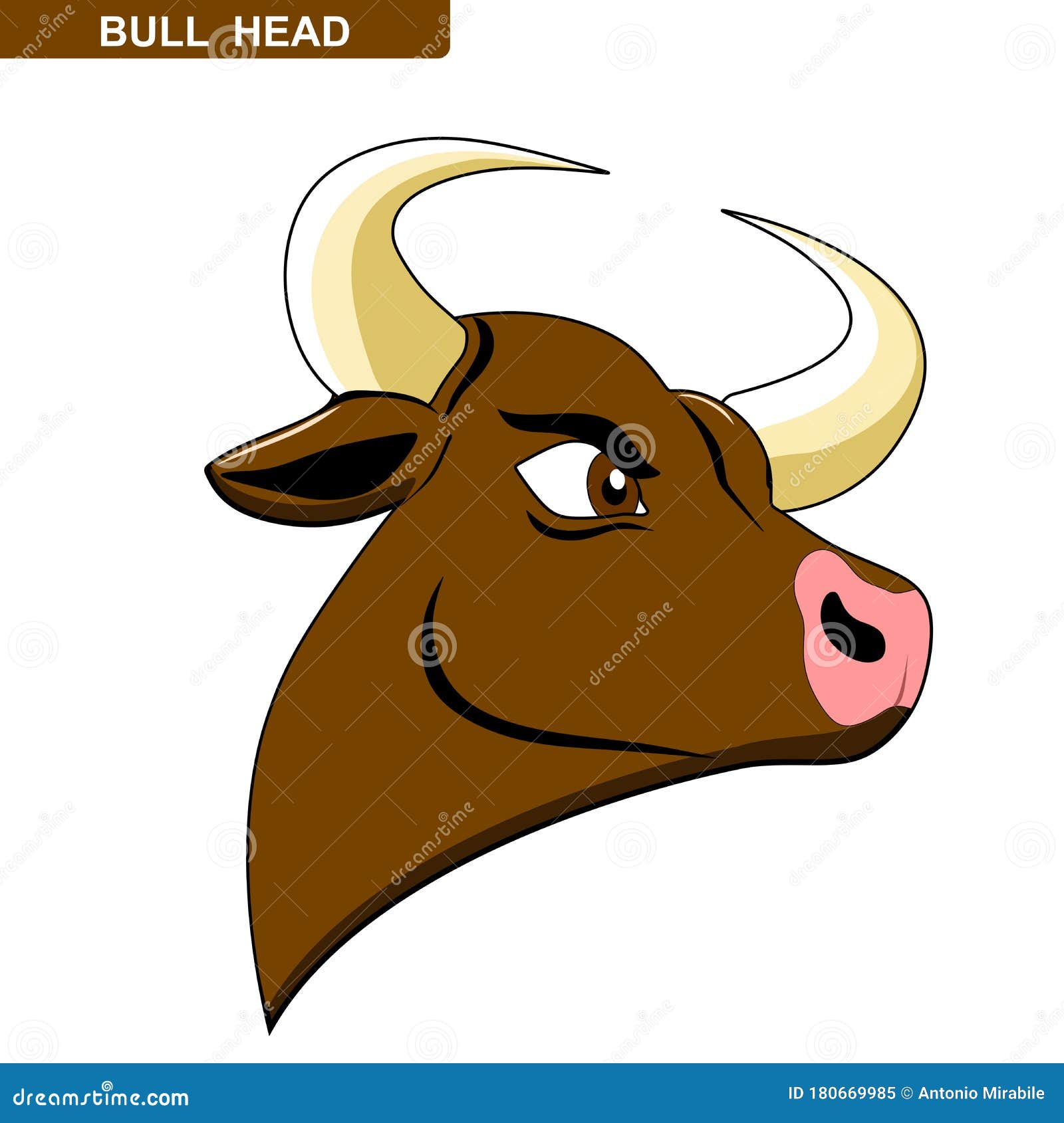 Illustration of a Bull Head Cartoon Stock Vector - Illustration of  dangerous, fumetti: 180669985