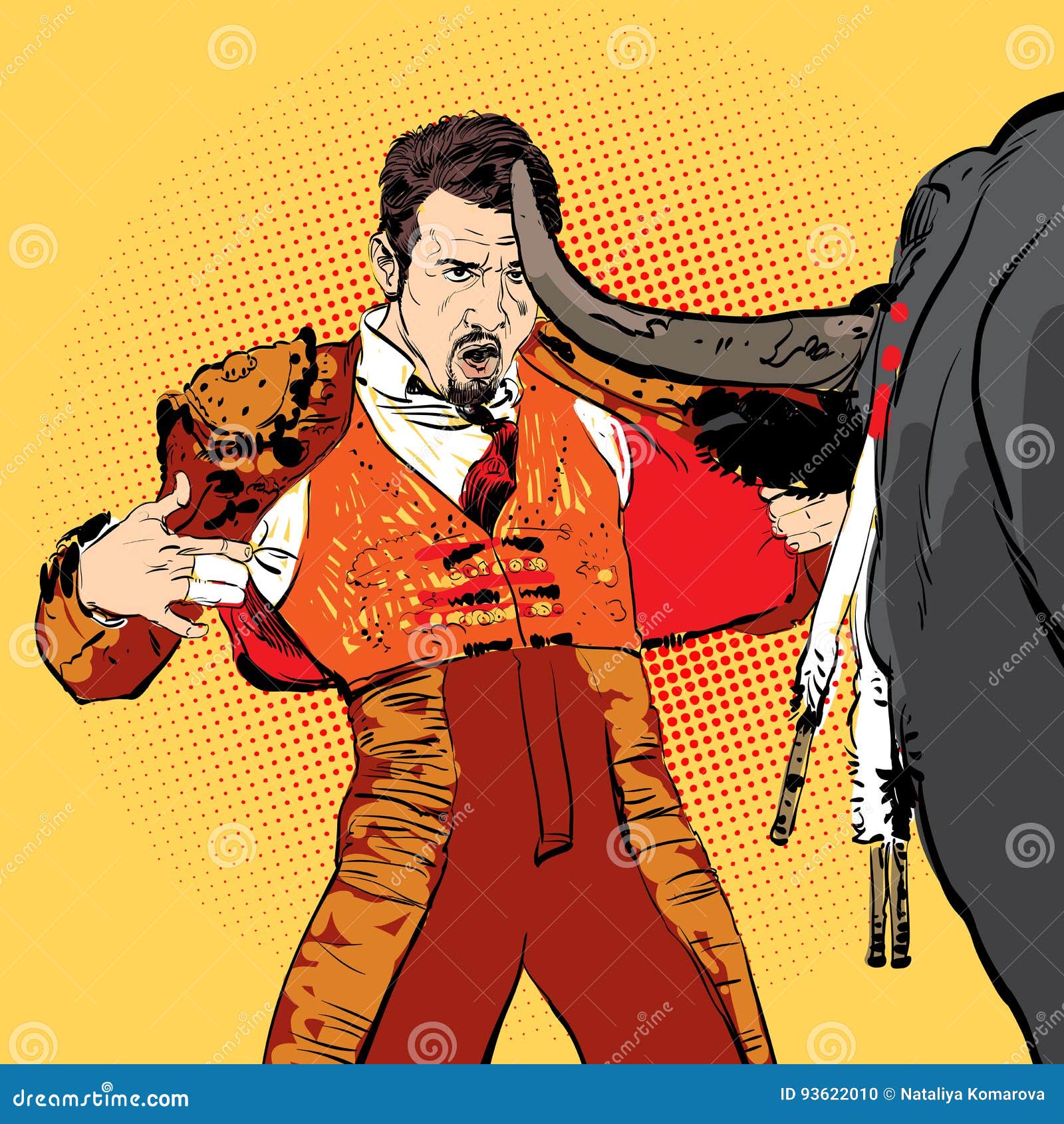 Illustration of a Bull and a Matador Stock Vector Illustration of