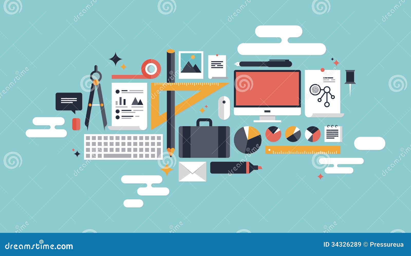 Illustration Of Business Working Elements Stock Vector Illustration Of Business Working Elements Stock Vector