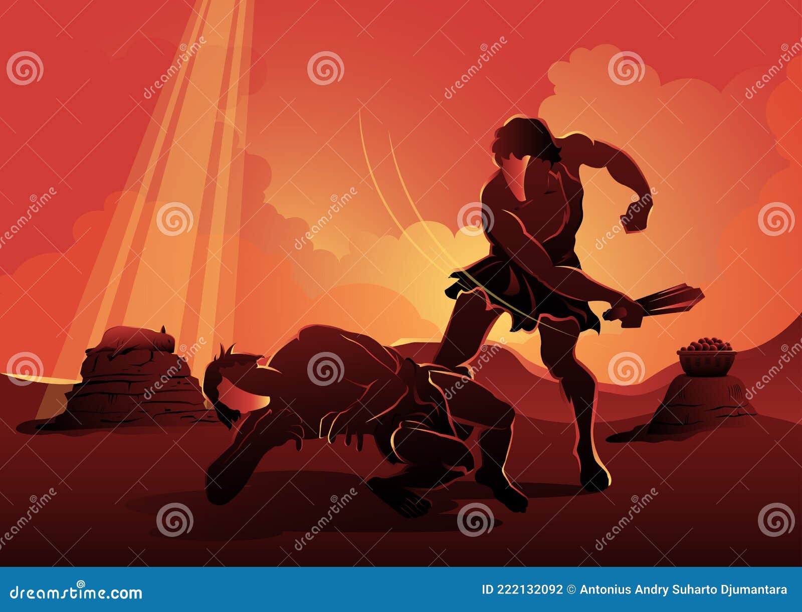 Cain and Abel Bible Story stock vector. Illustration of landscape