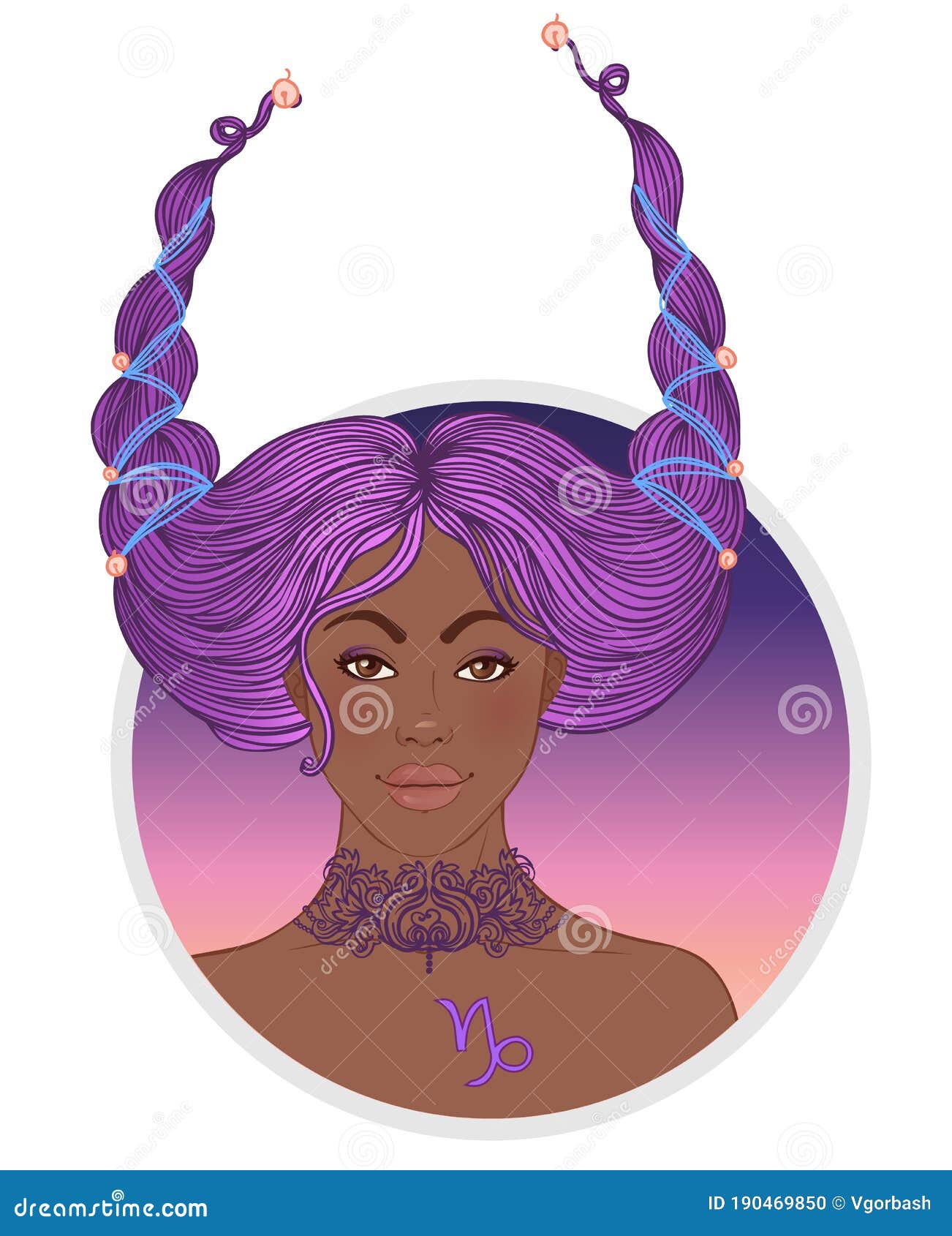 Illustration of Capricorn Astrological Sign As a Beautiful African ...